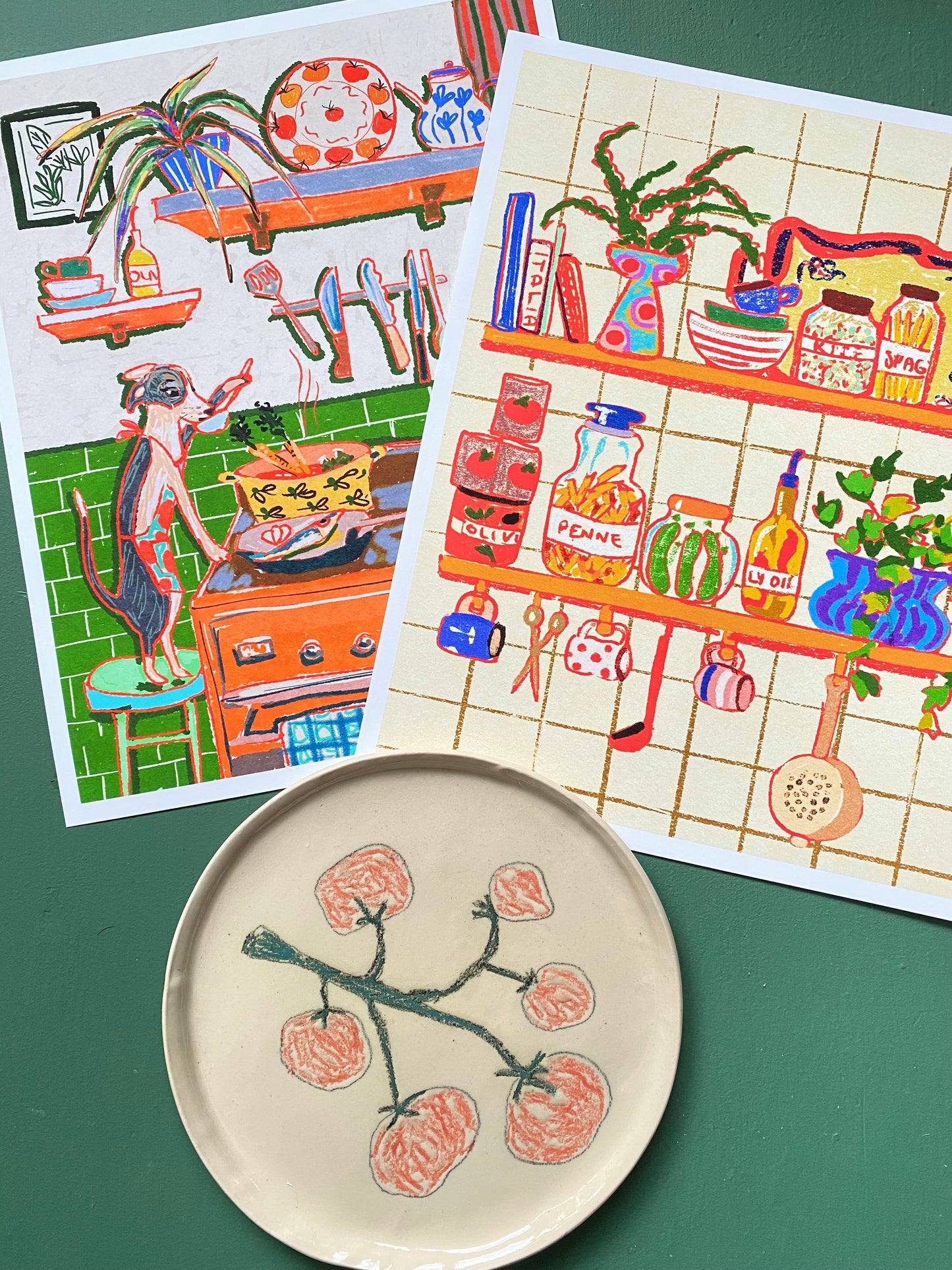 Whimsical Dinner Time Dog Art Print - Chef Kiss Wall Decor