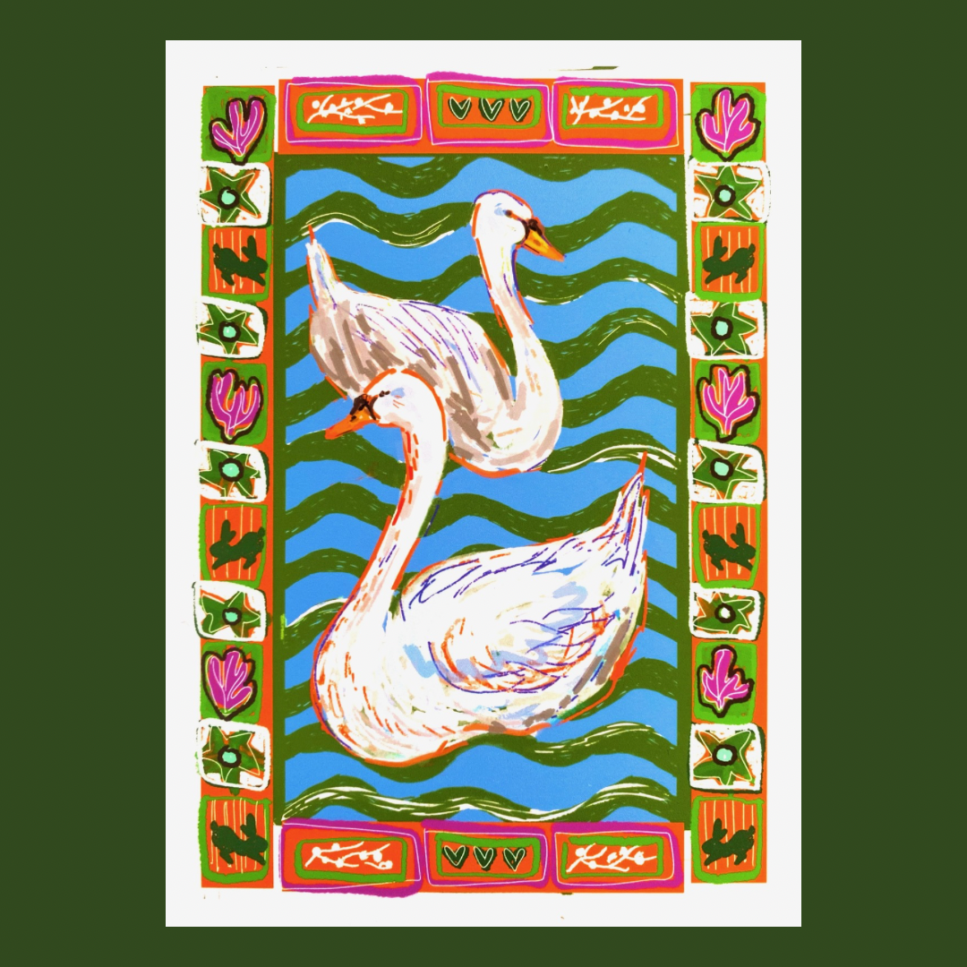 Folk Swans art print