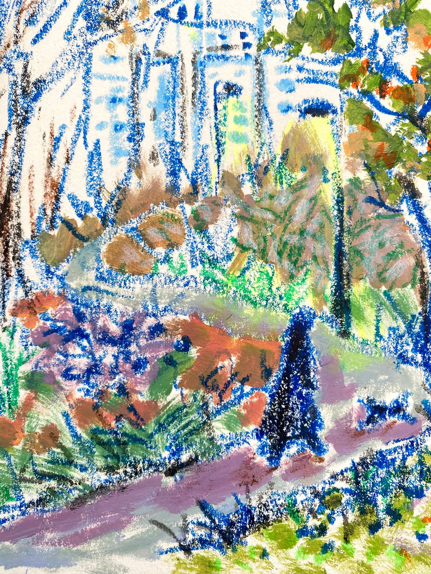 "Woodland walk with city view"