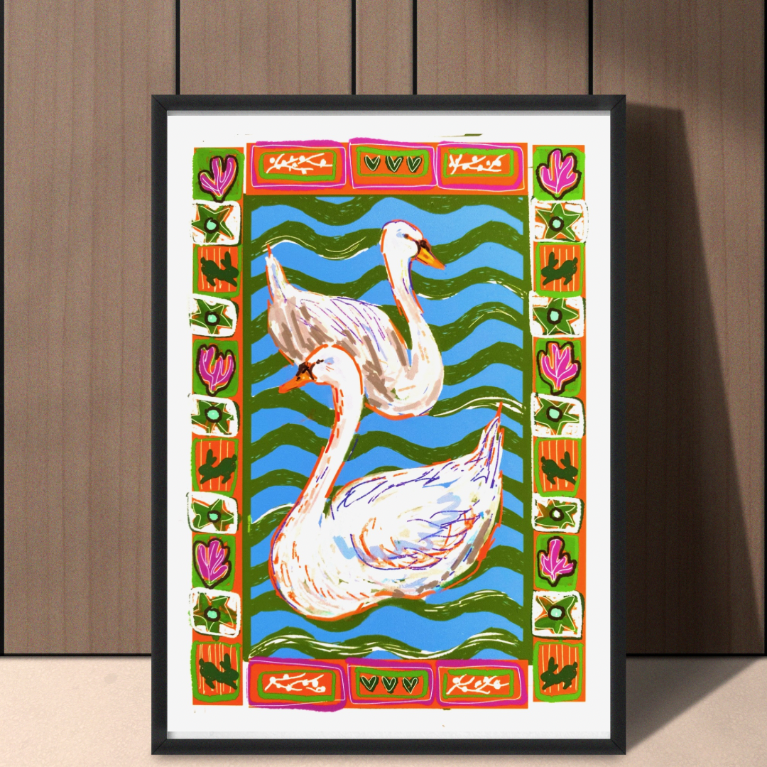 Folk Swans art print