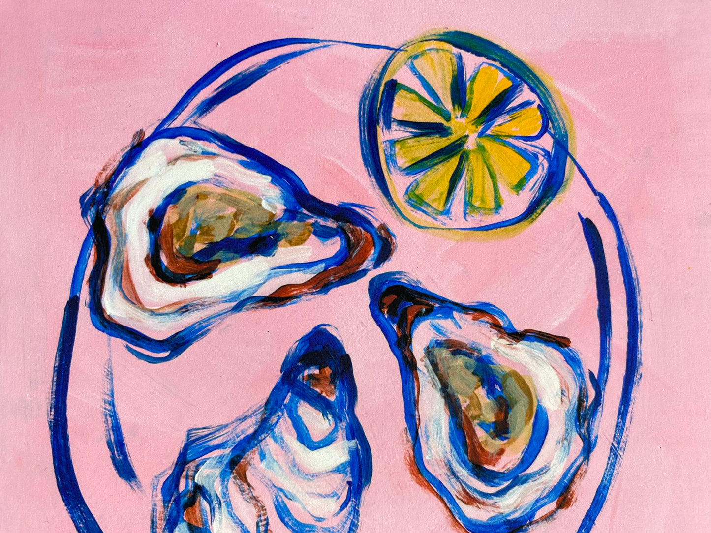 Coastal Kitchen Wall Decor - Lemon and Oysters Food Art Print