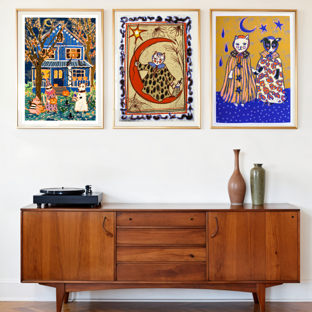 Enchanting Midnight Cat and Moon Wall Art