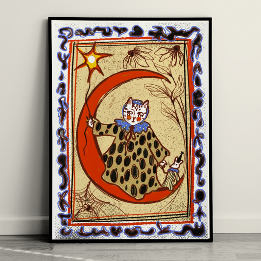 Enchanting Midnight Cat and Moon Wall Art