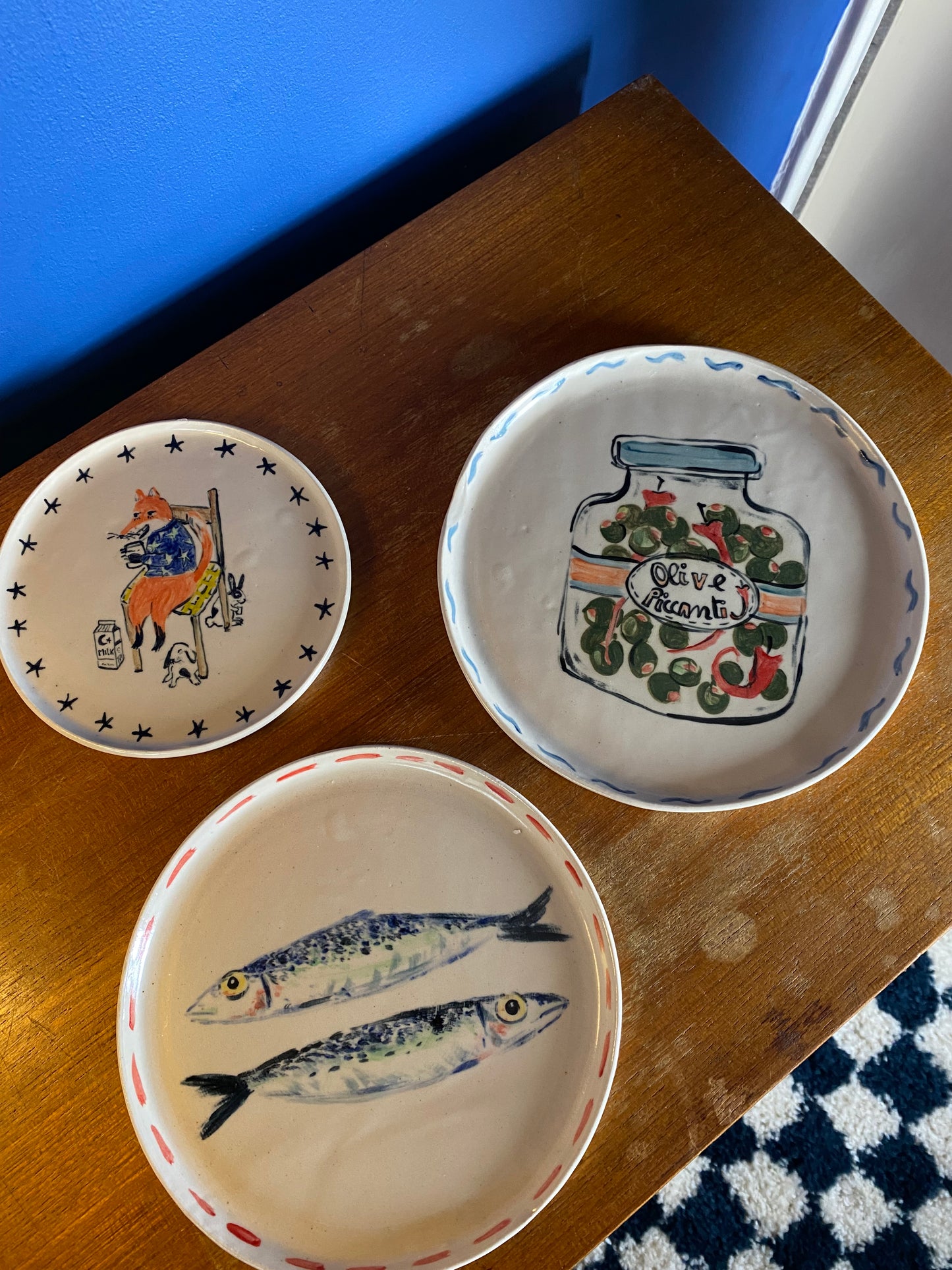 Coastal decor: Handmade sardines side plate