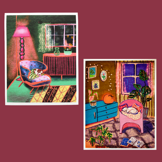 Tomato lamp kind of night - cute cozy sleepy cat print