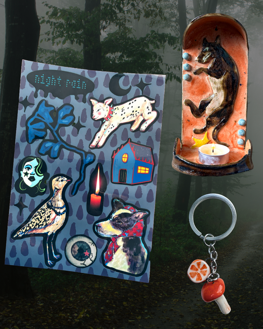 Night Rain whimsigoth sticker sheet A5