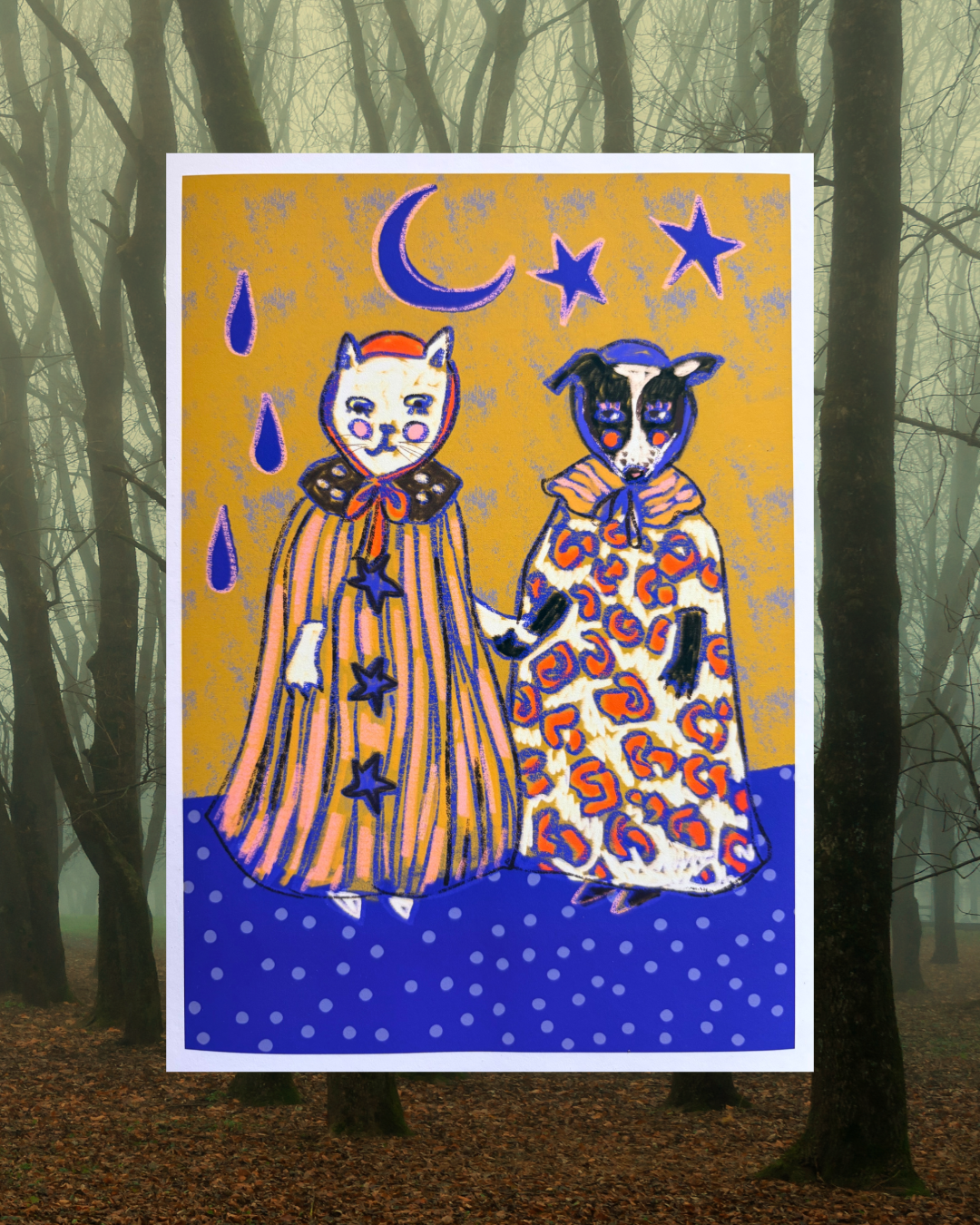 Moonlight Besties Dog and Cat Wall Art