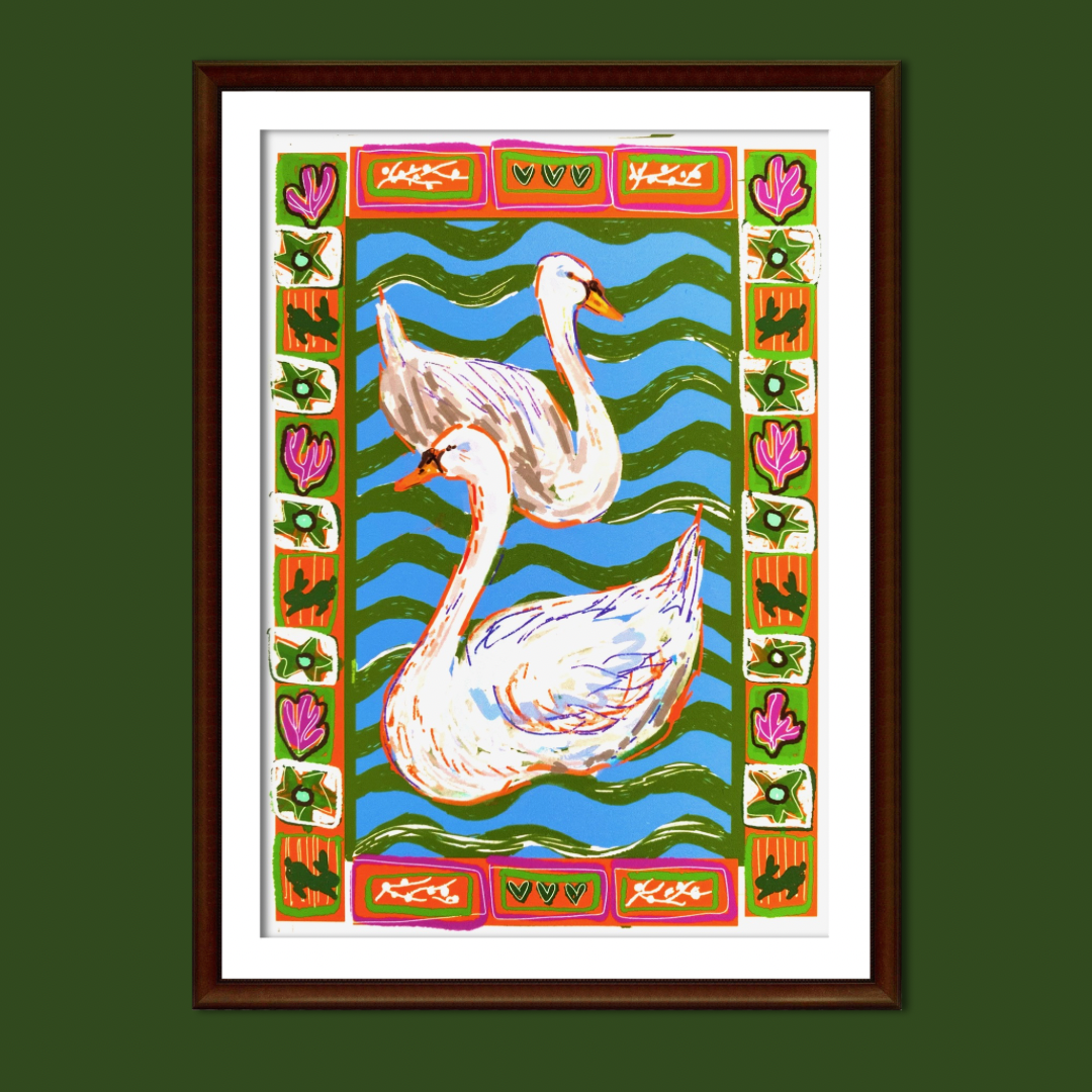 Folk Swans art print