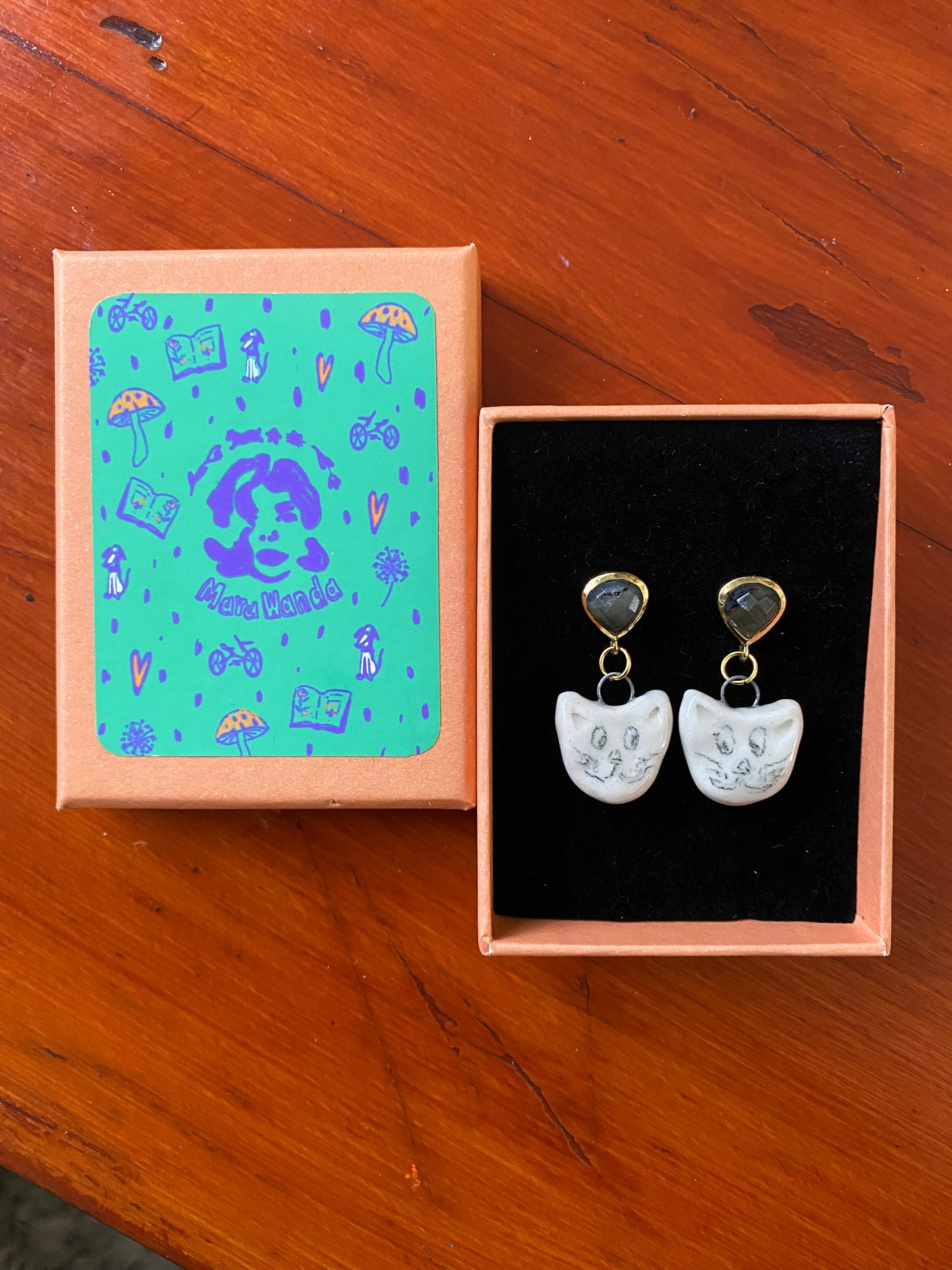 Ceramic cat earrings