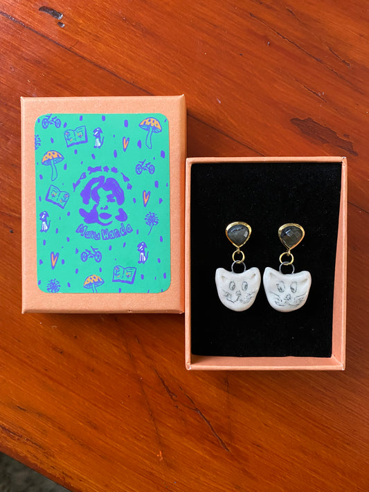 Ceramic cat earrings