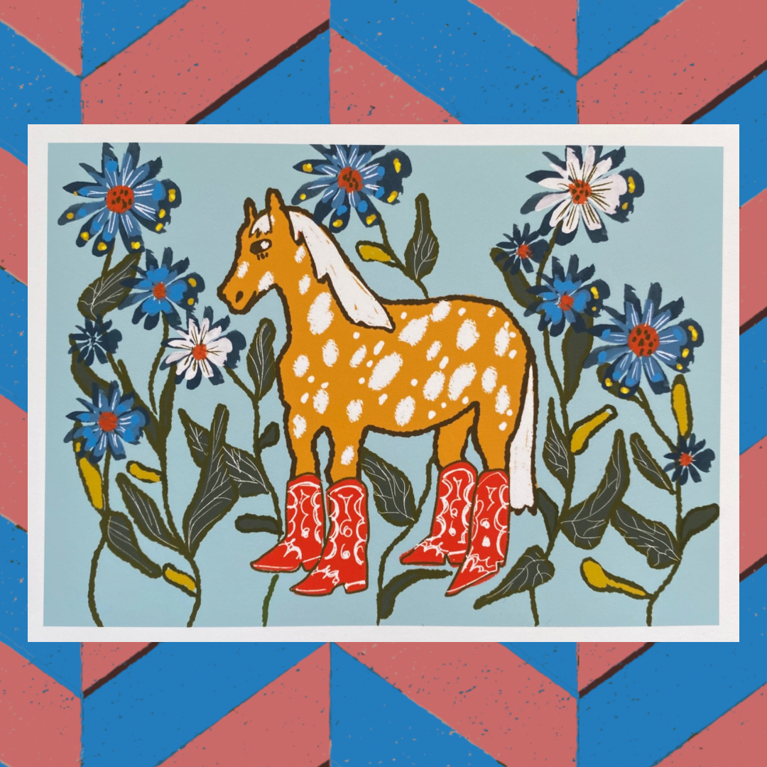 Folk horse with cowboy boots