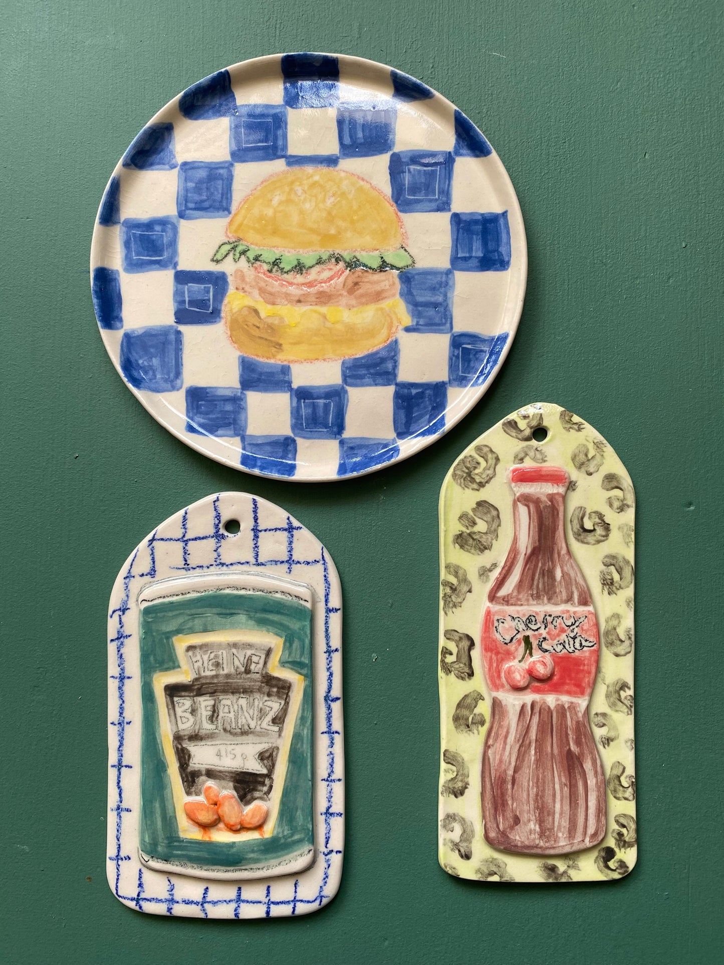 Handmade Heinz Beanz tile wall hanging