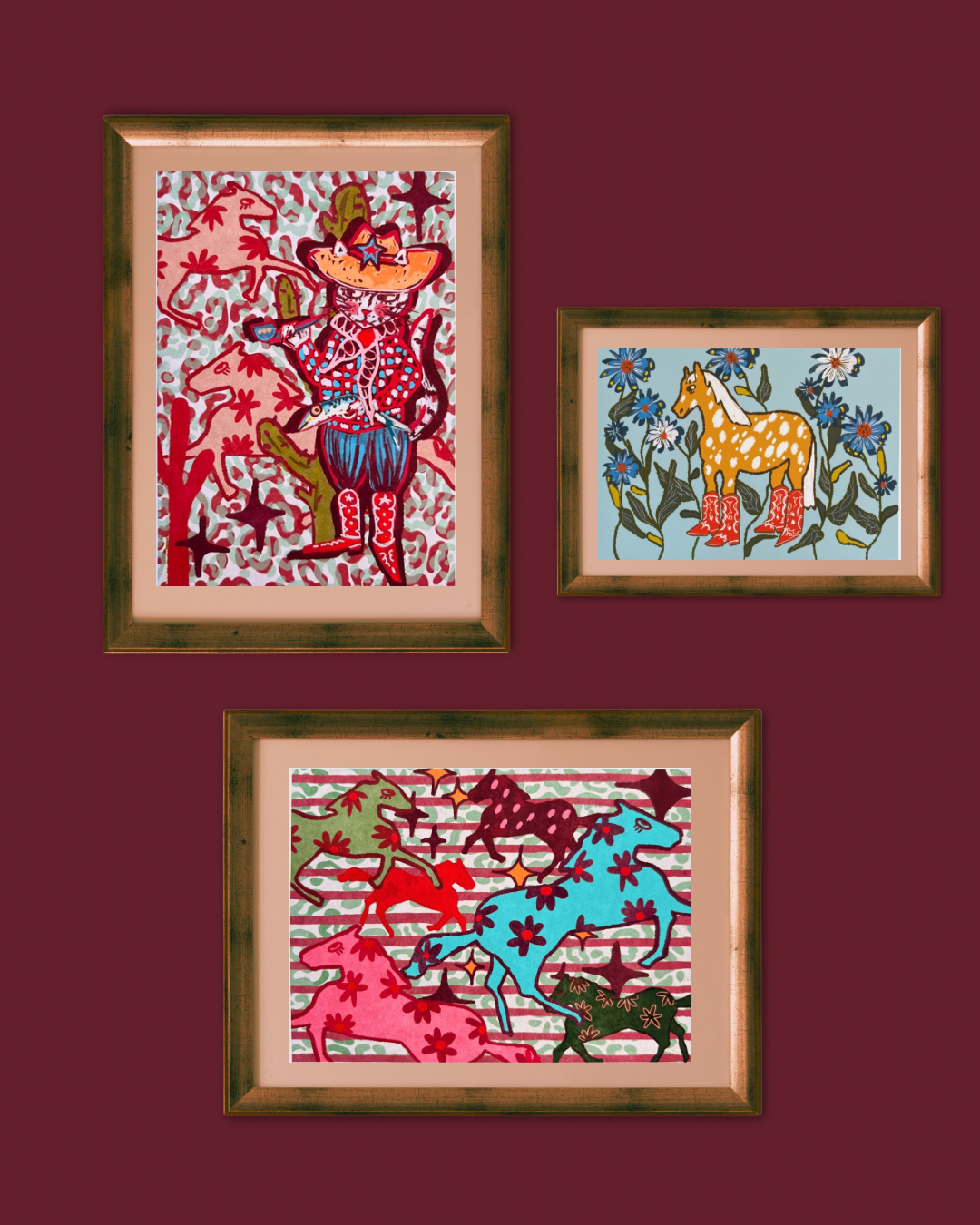 Texas Cat Cowboy Rodeo Wall Art