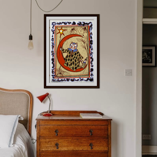 Enchanting Midnight Cat and Moon Wall Art