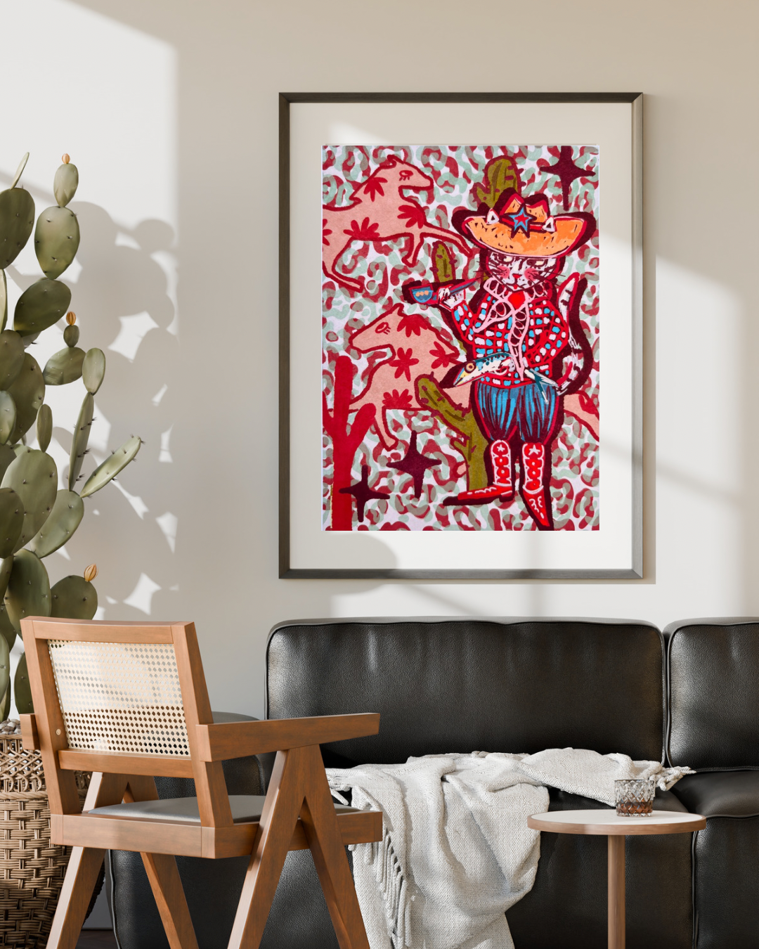 Texas Cat Cowboy Rodeo Wall Art
