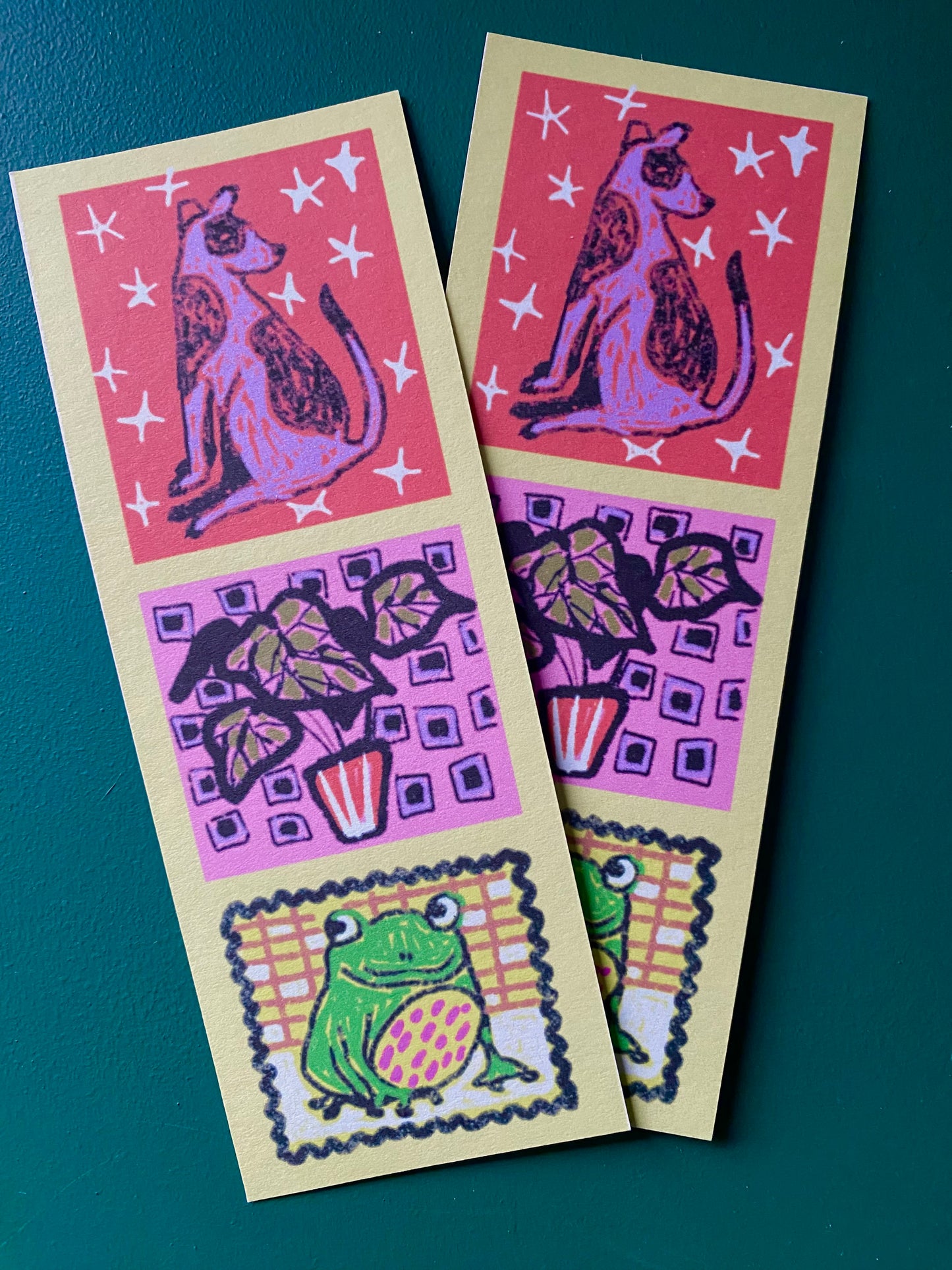 Adorable whimsy pets & girl bookmark