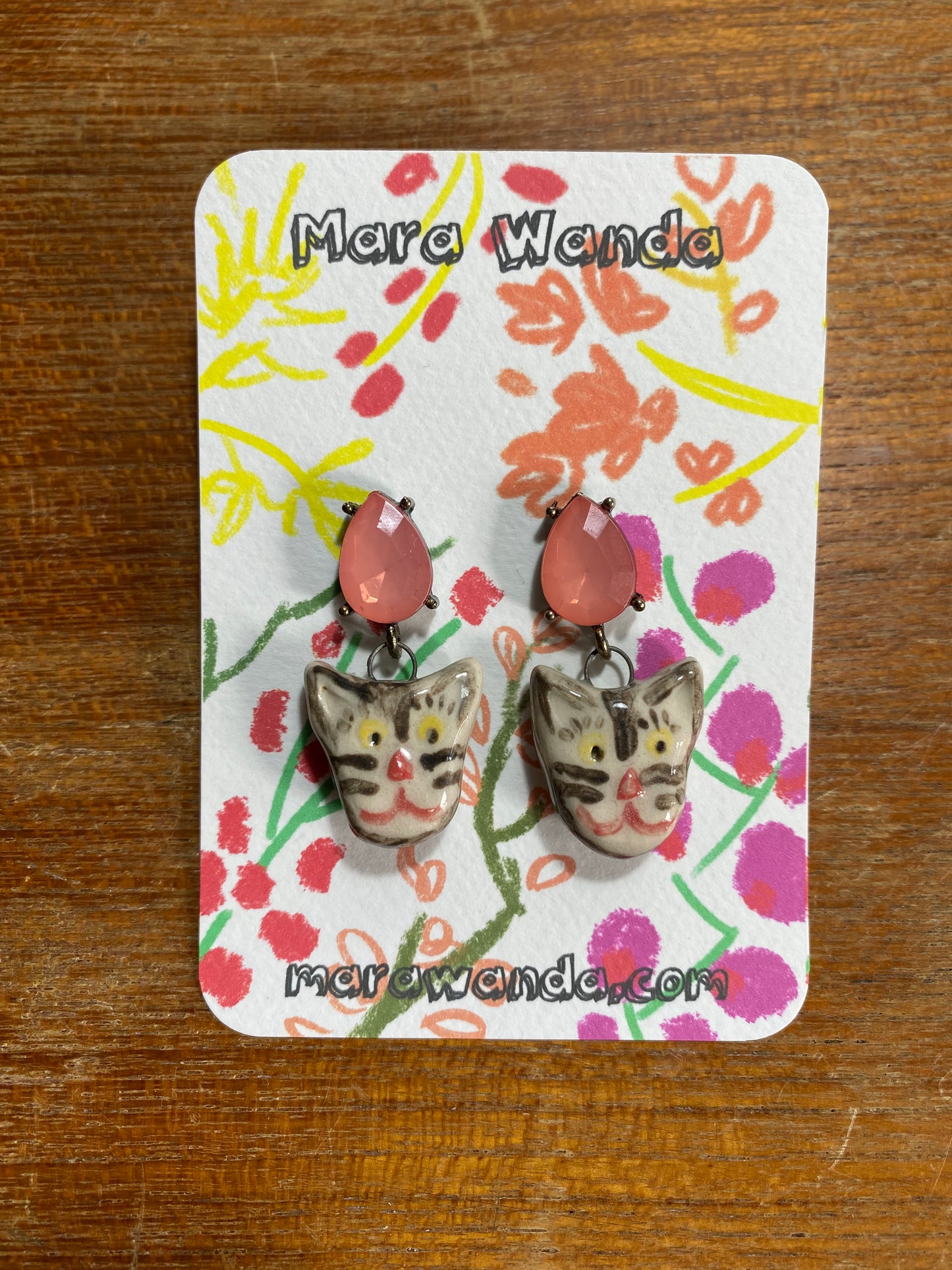 Ceramic tabby cat earrings-cute and quirky jewellery