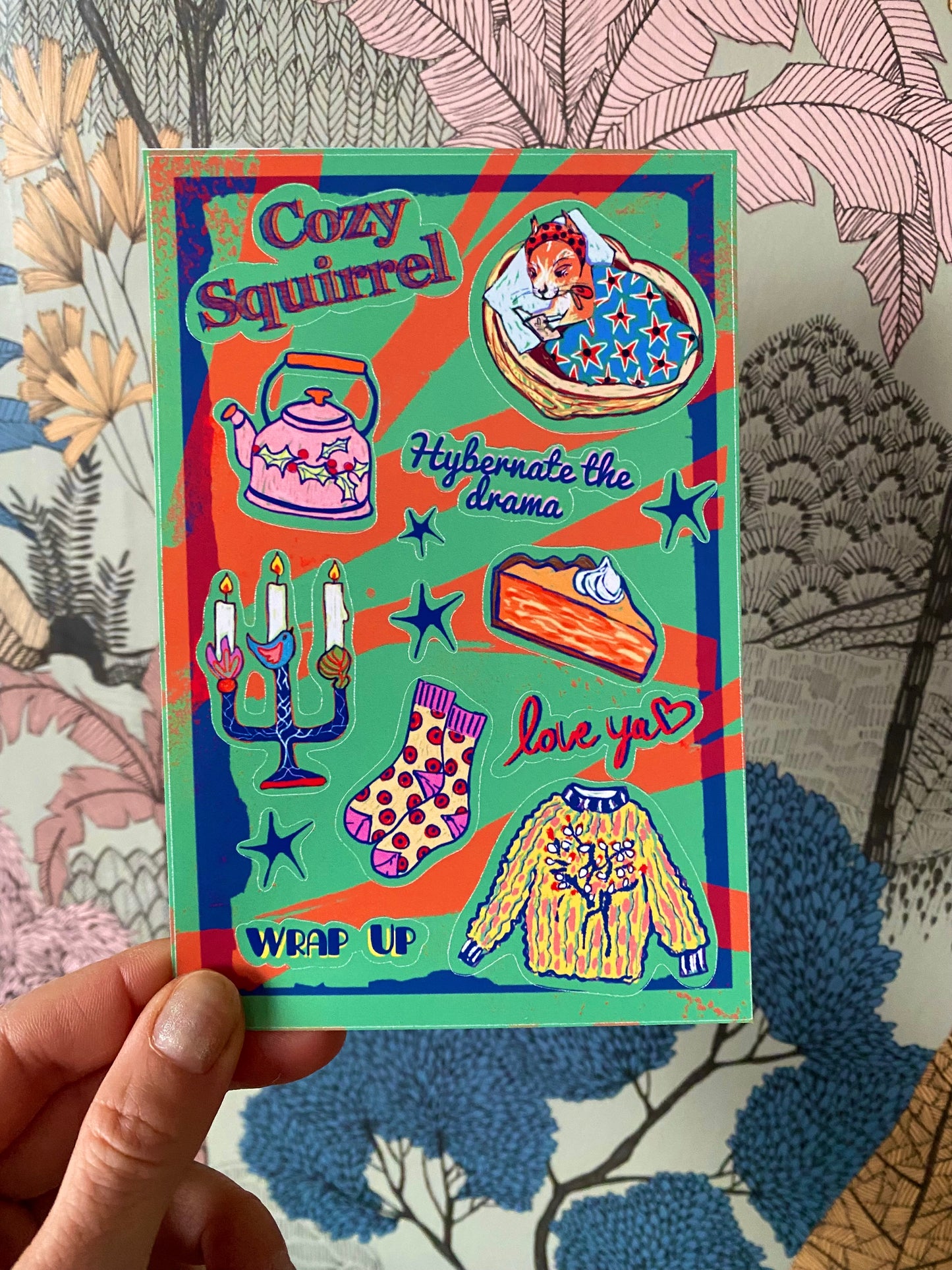 Cozy Squirrel Sticker Sheet | Adorable Winter Squirrel Designs