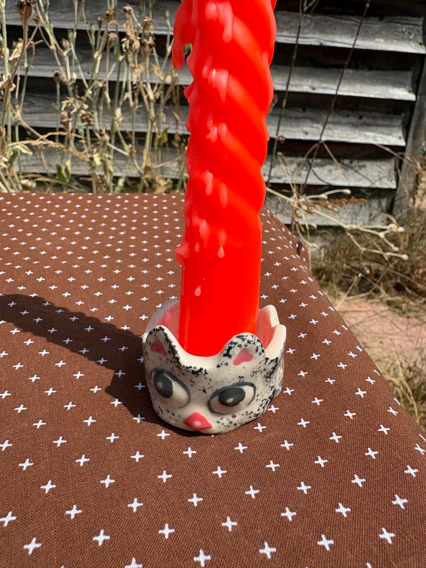 Whimsy cats ceramic candle holders