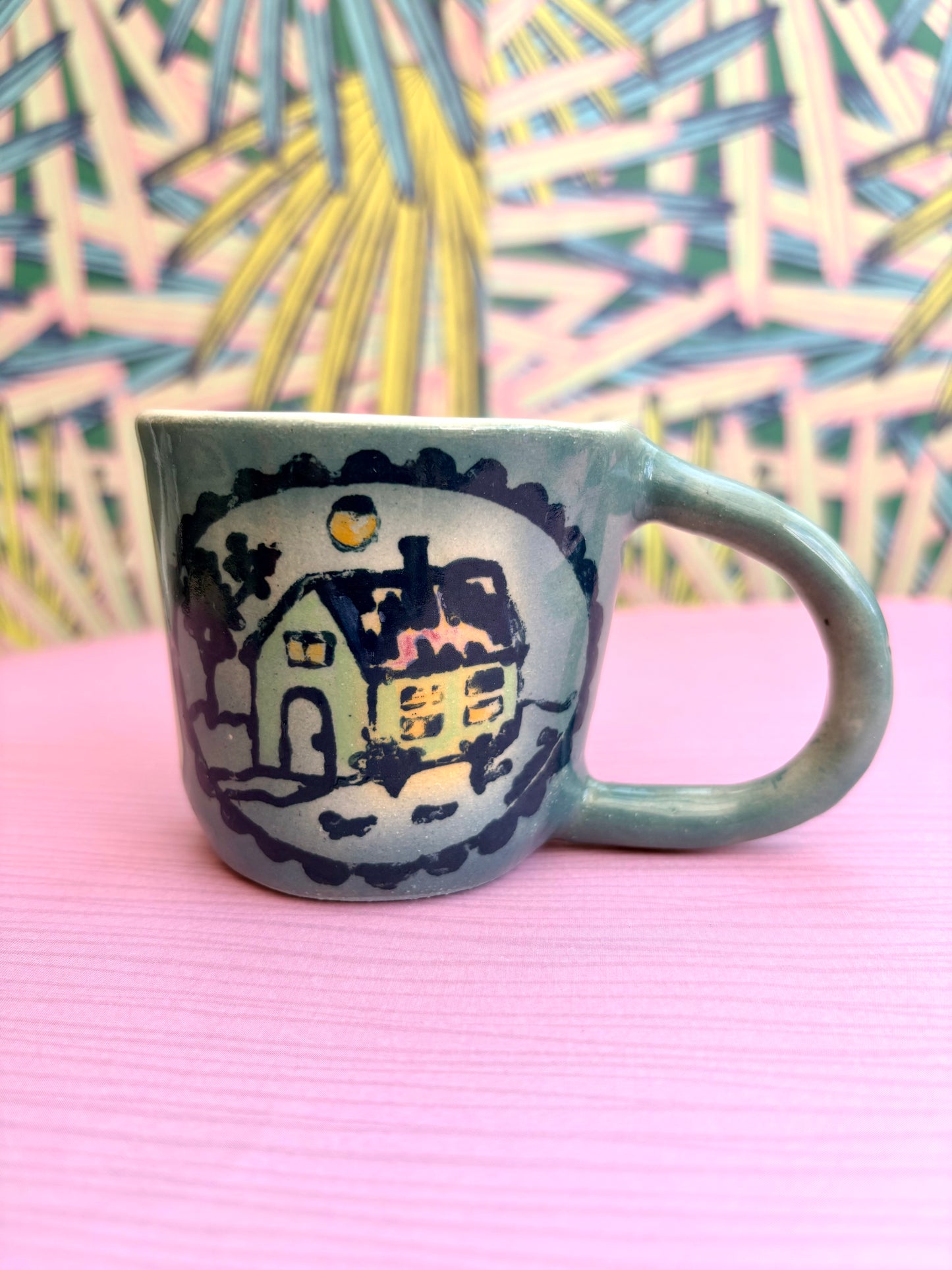 Handmade Stoneware Espresso or cappuccino sheep and frog mugs