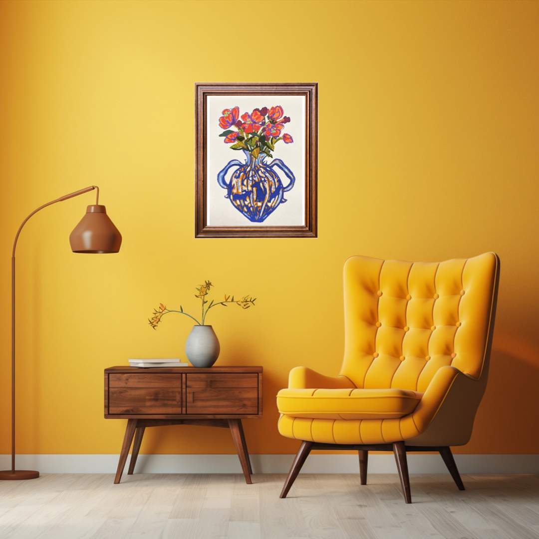 Charming Dog-Themed flower Vase art print: Perfect Room Accent