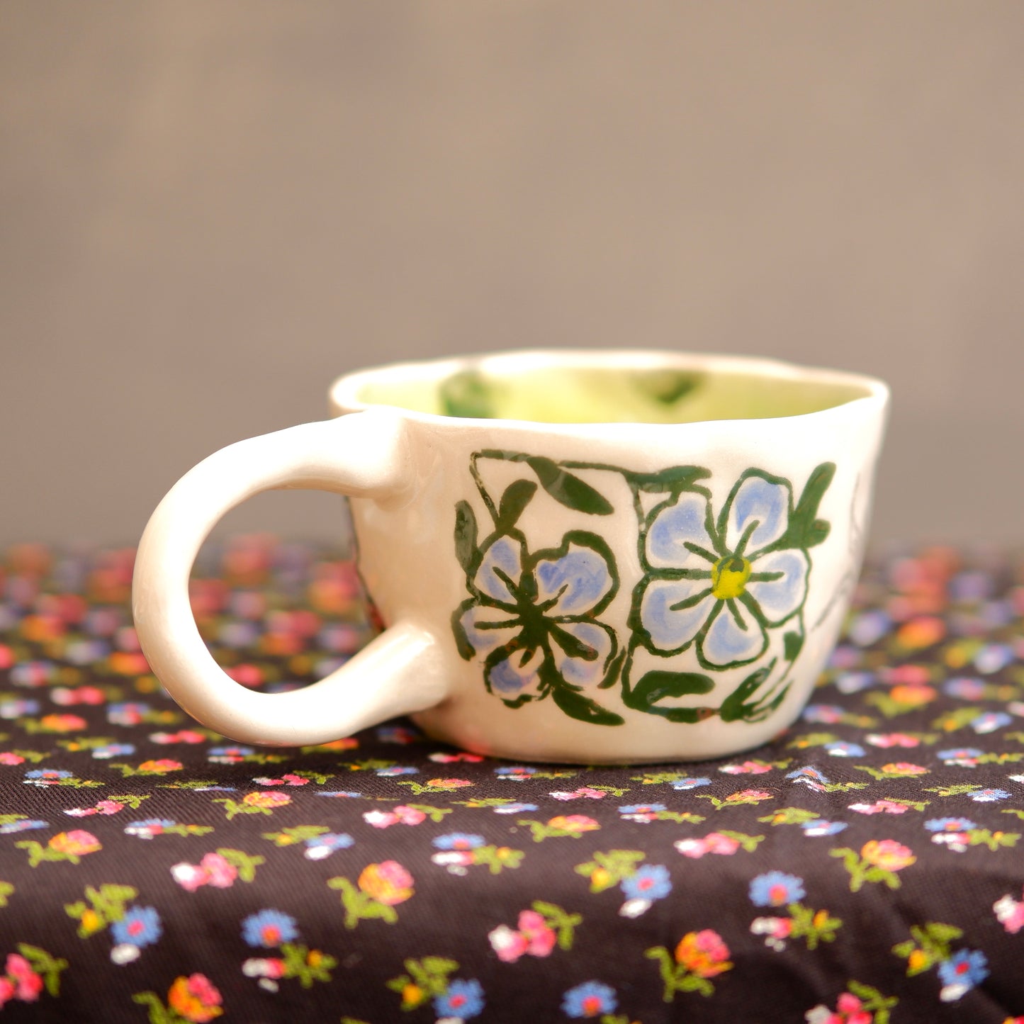 Frog & Flowers Botanical Ceramic Cappuccino Mug
