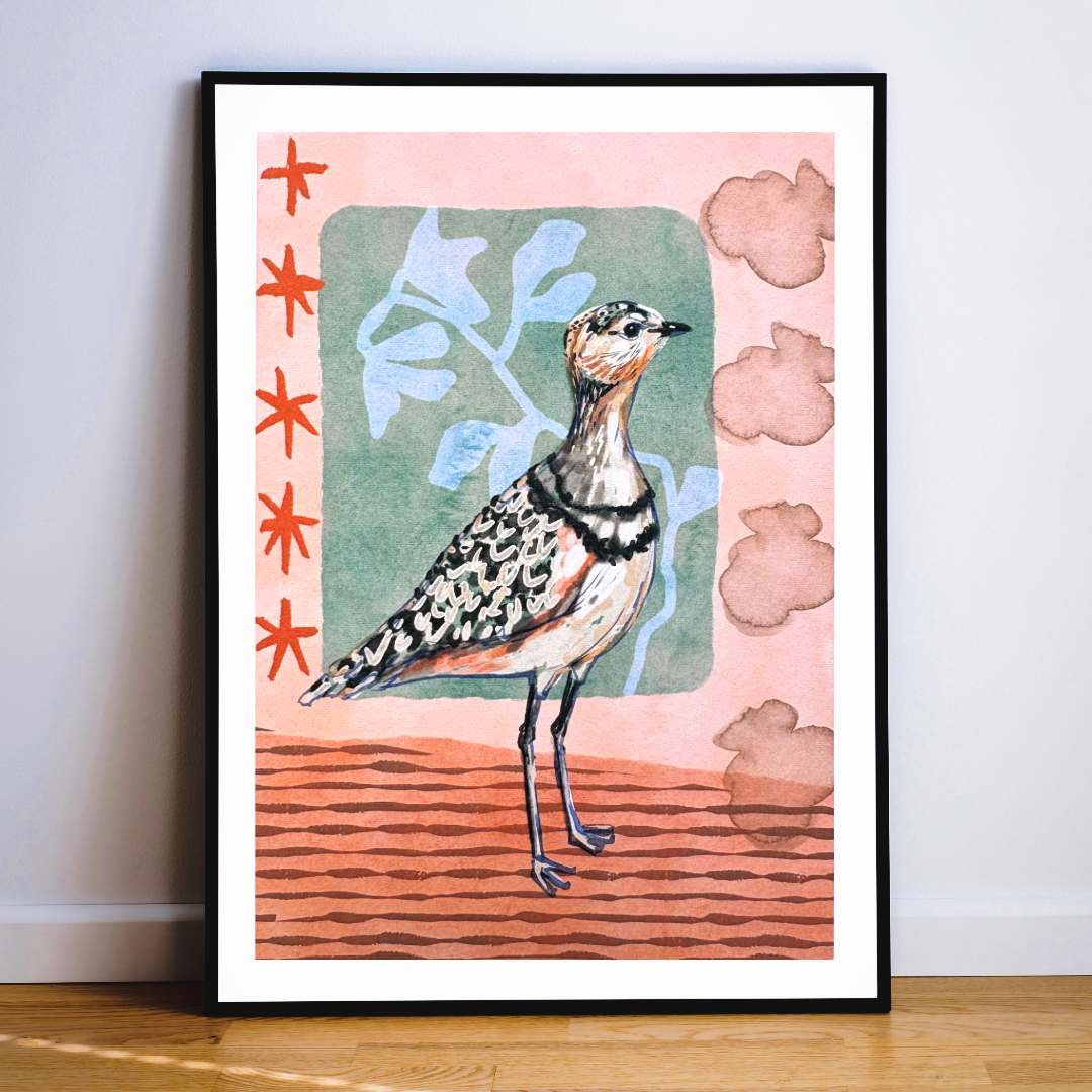 Botanical Bird Watercolour Wall Art - Natural Home Decor