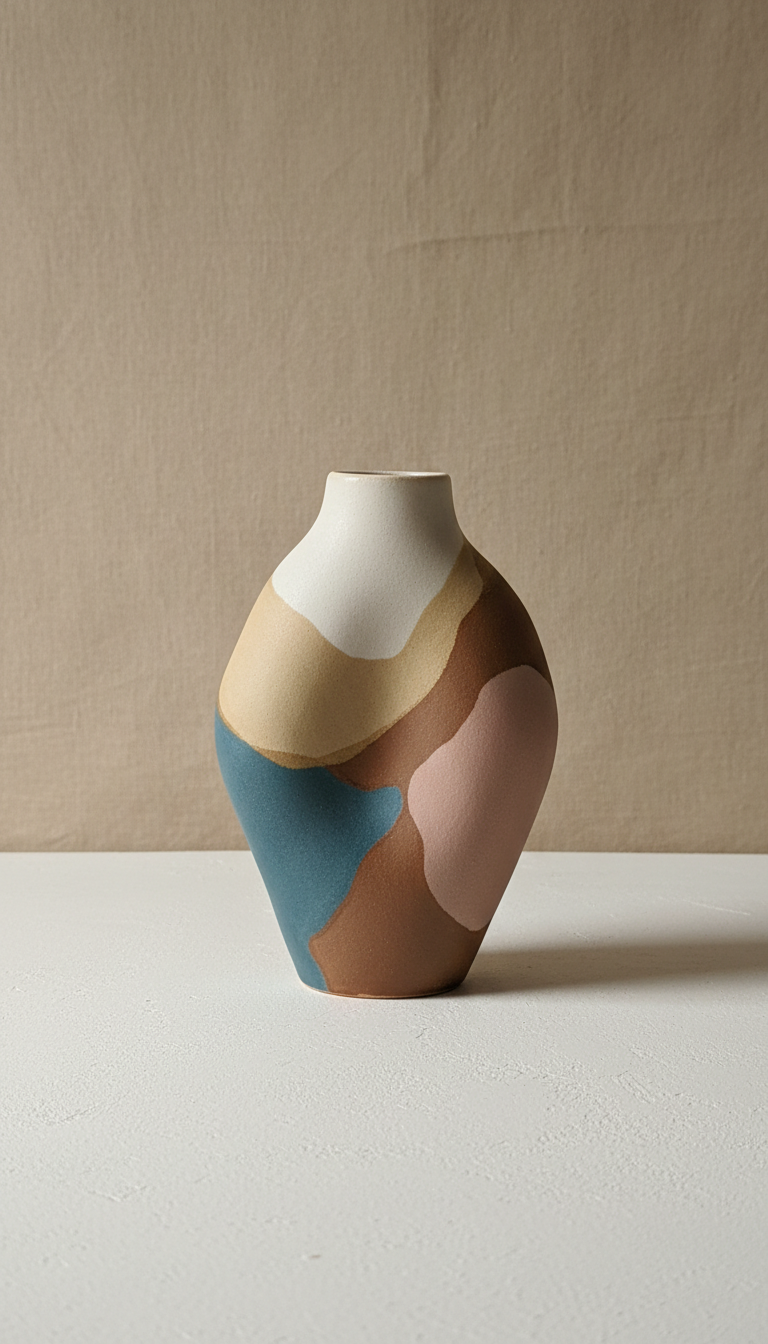 Sculptural Ceramic Vase with Matte Ivory Surface