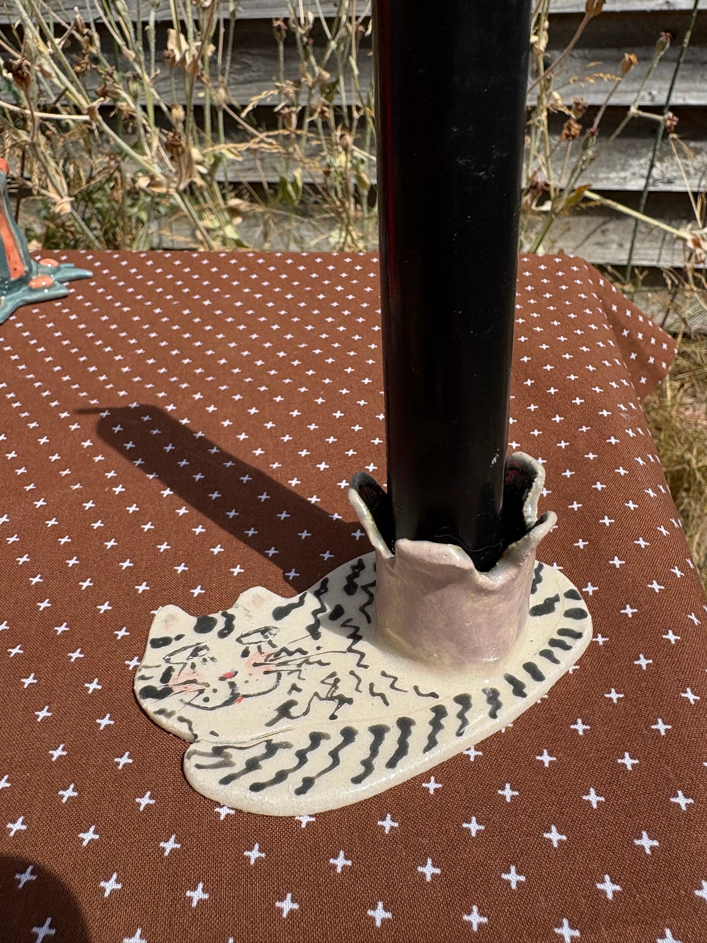 Whimsy cats ceramic candle holders