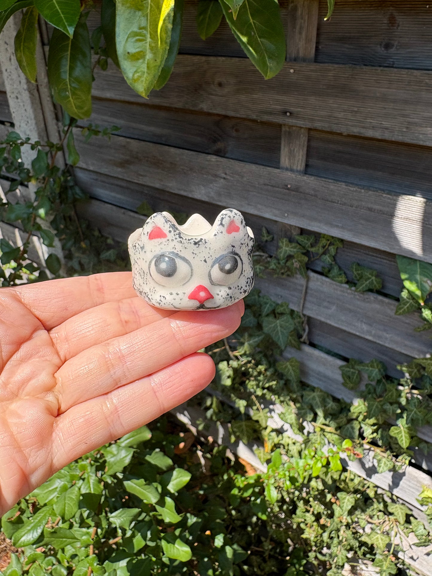 Whimsy cats ceramic candle holders