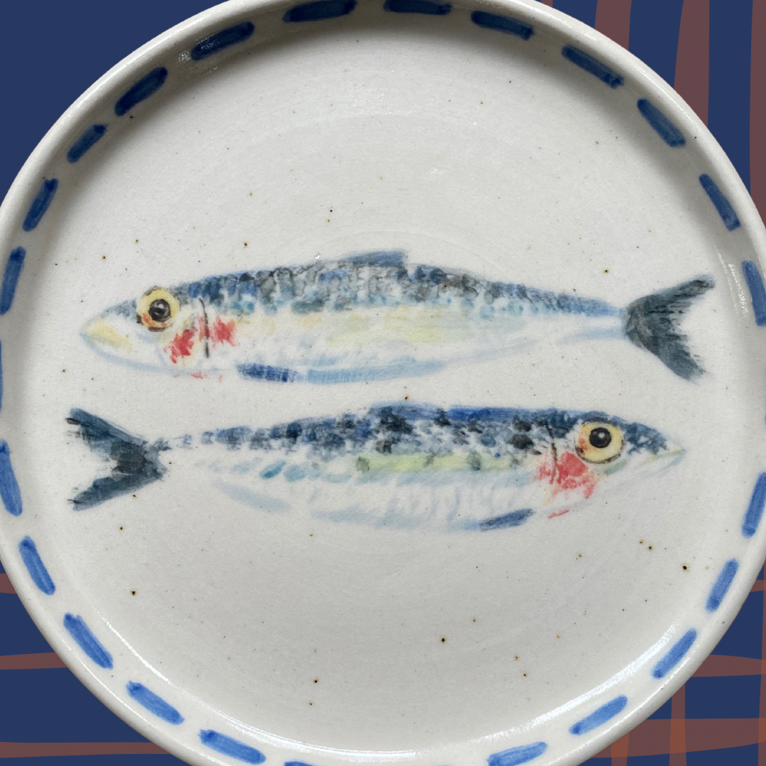 Coastal decor: Handmade sardines Small side Plate