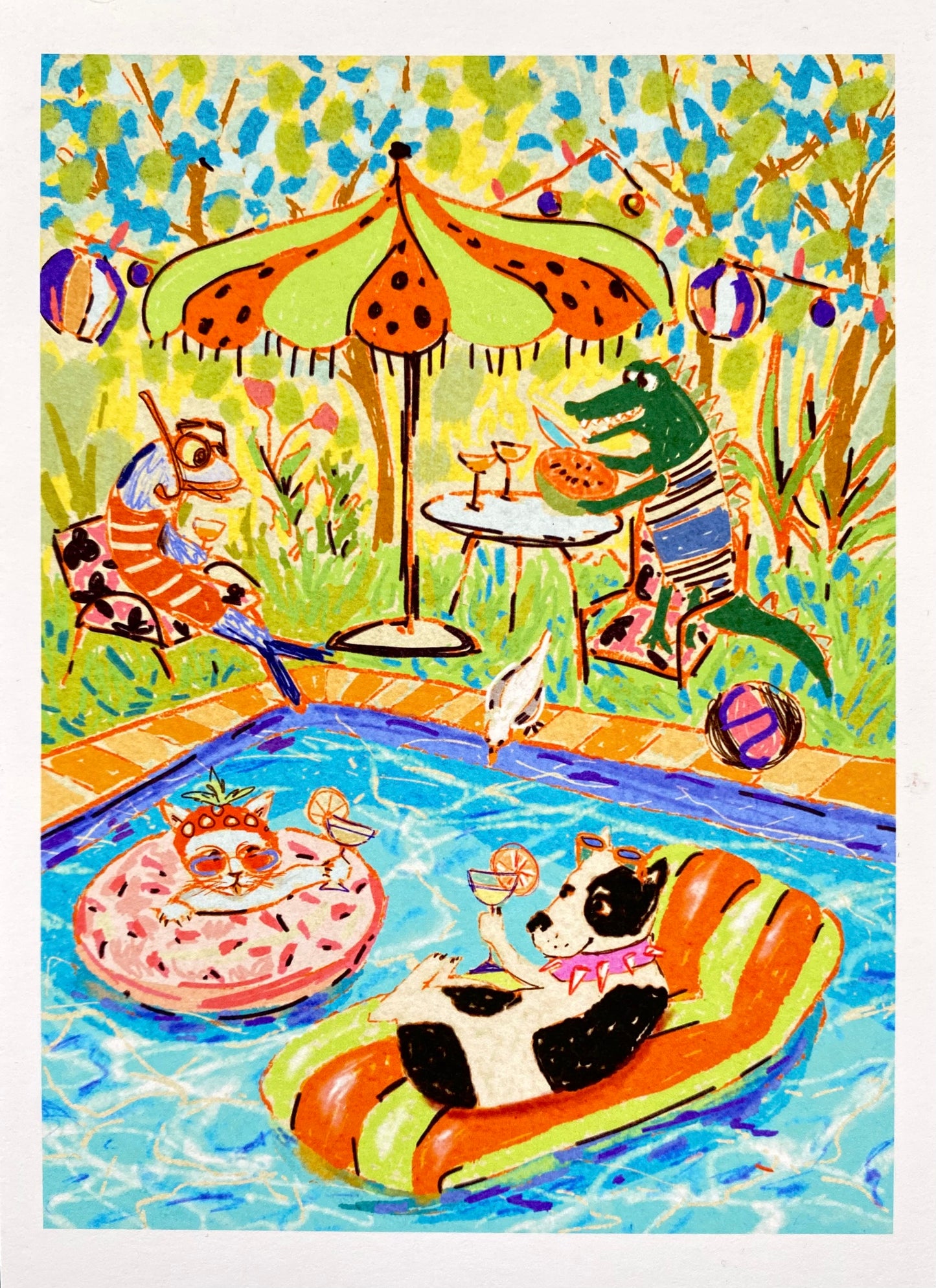 Whimsical watermelon pool party