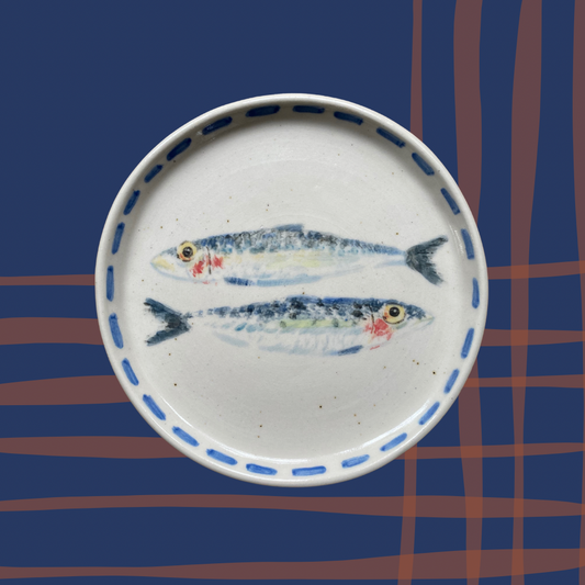 Coastal decor: Handmade sardines Small side Plate