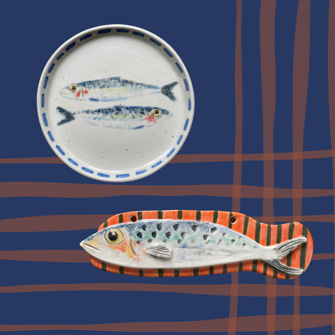 Coastal decor: Handmade sardines Small side Plate