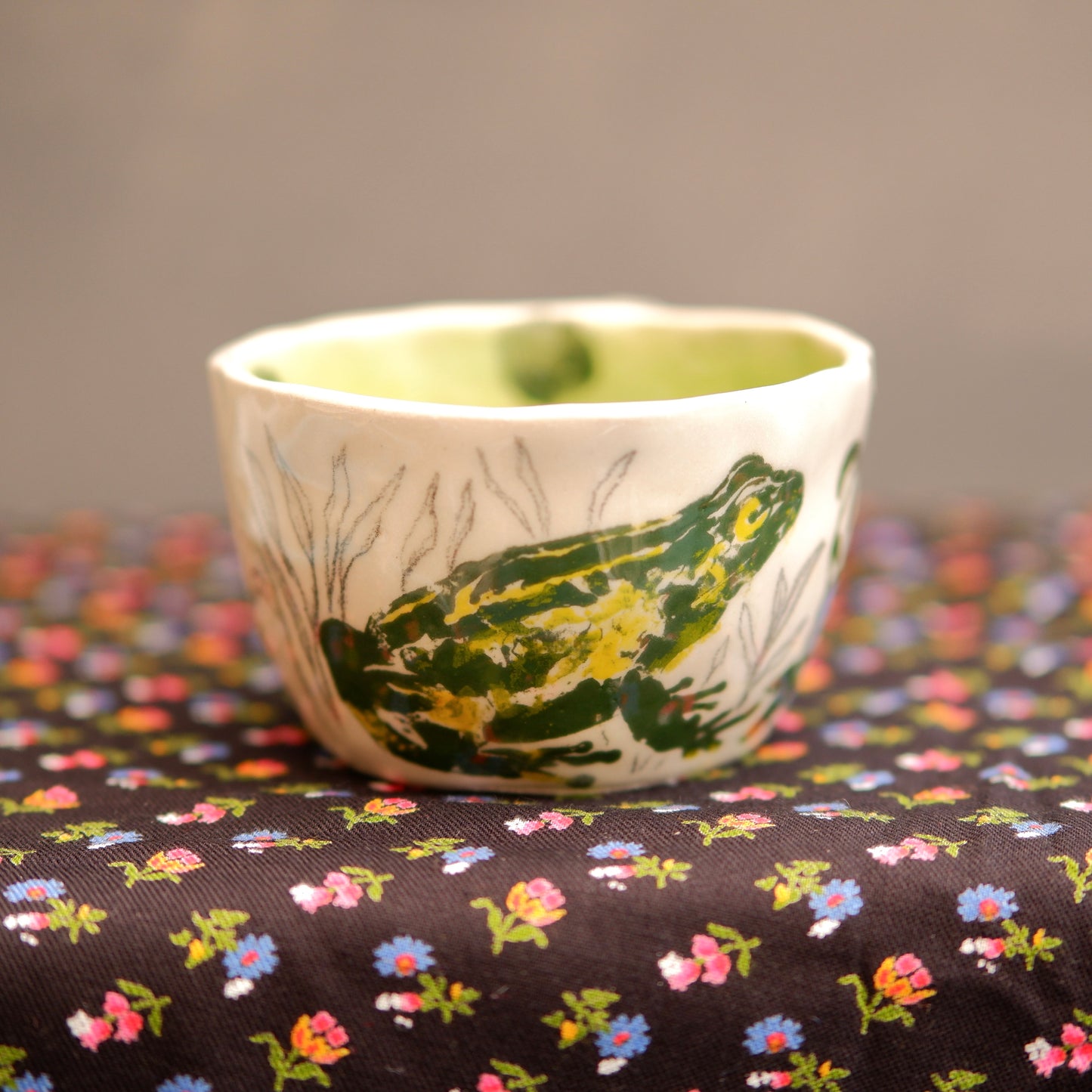 Frog & Flowers Botanical Ceramic Cappuccino Mug
