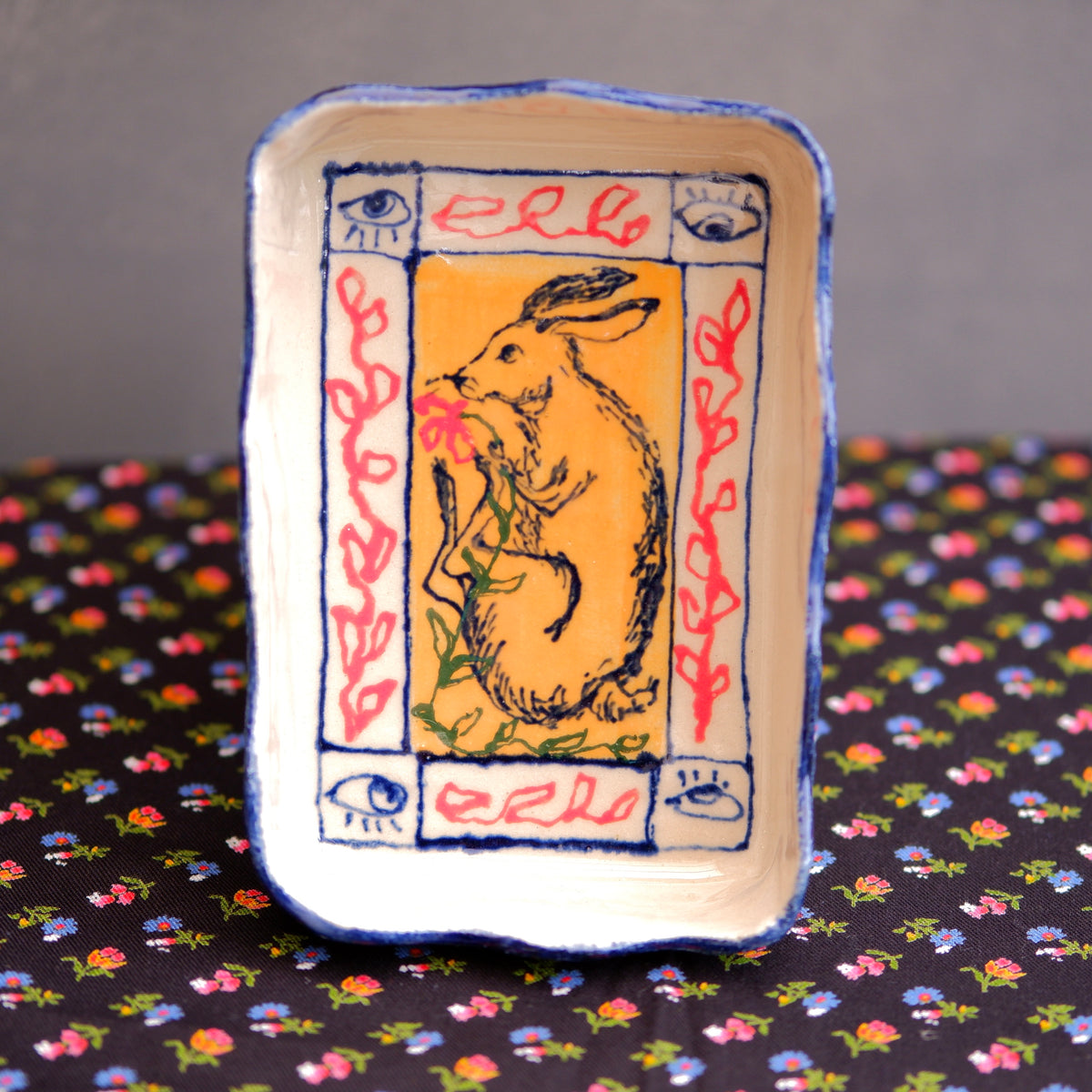 Handmade Hare Trinket Tray – Botanical Decor