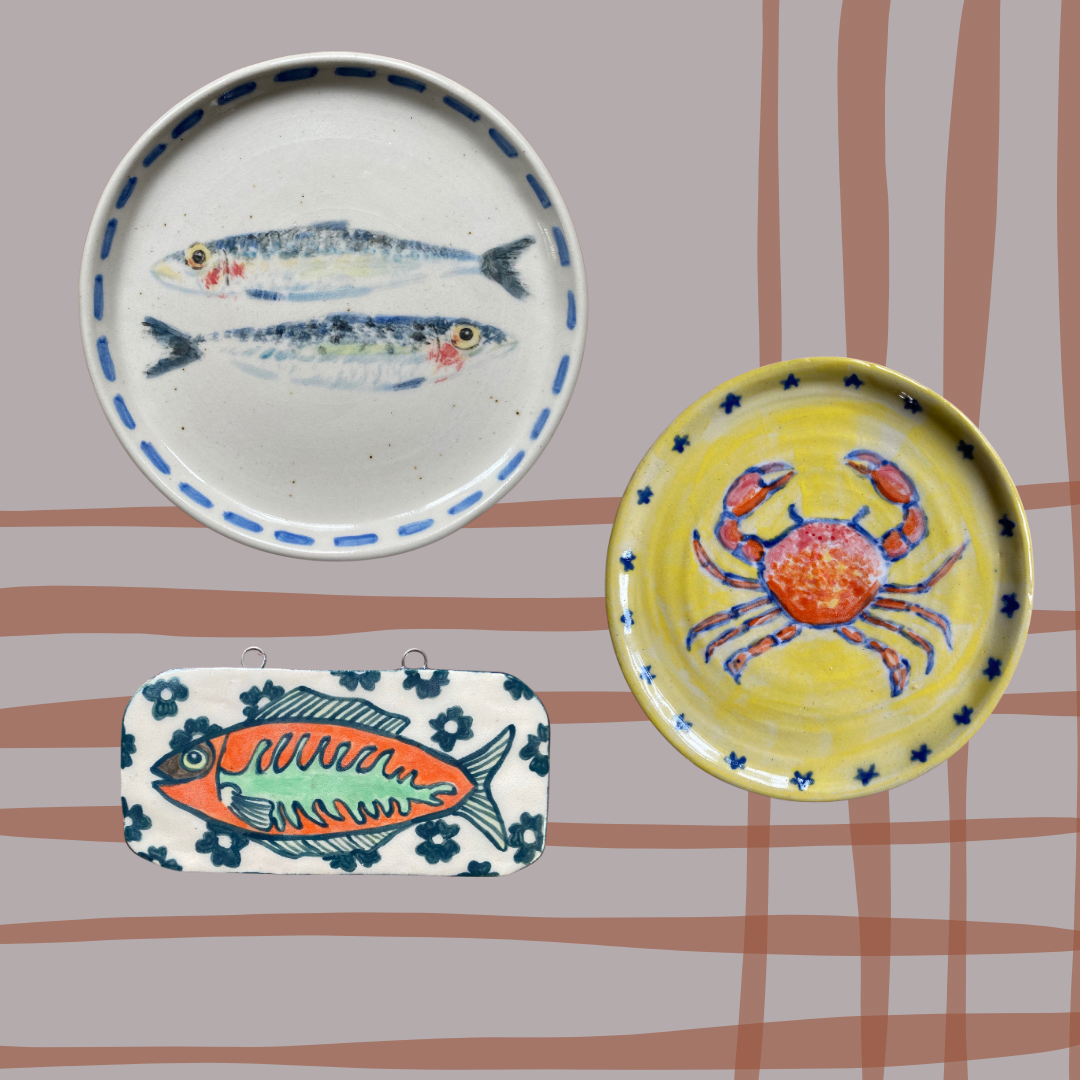 Coastal decor: Handmade sardines Small side Plate