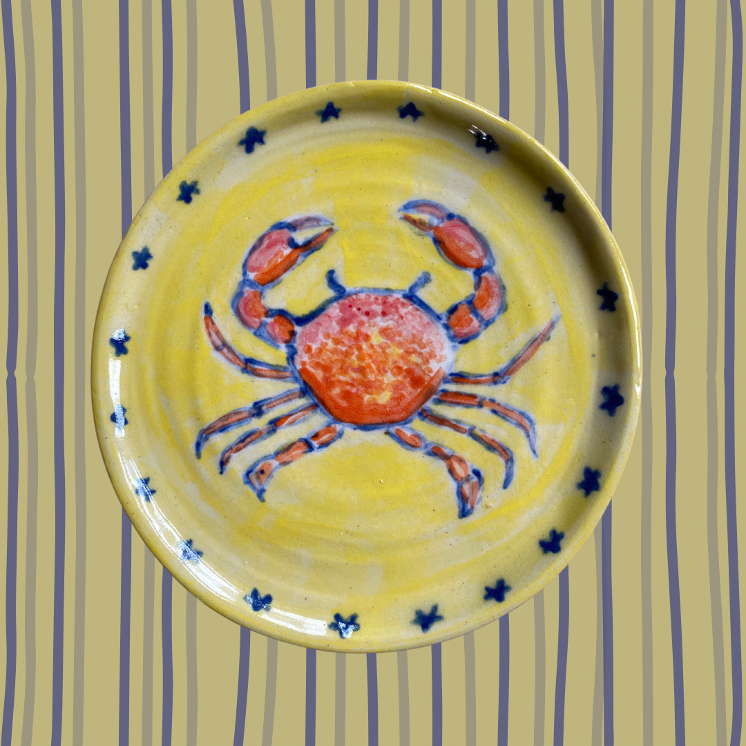 Coastal Charm: Handmade Crab Small Plate for Hanging or for Tapas