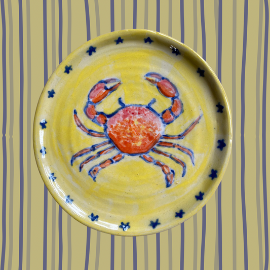 Coastal Charm: Handmade Crab Small Plate for Hanging or for Tapas