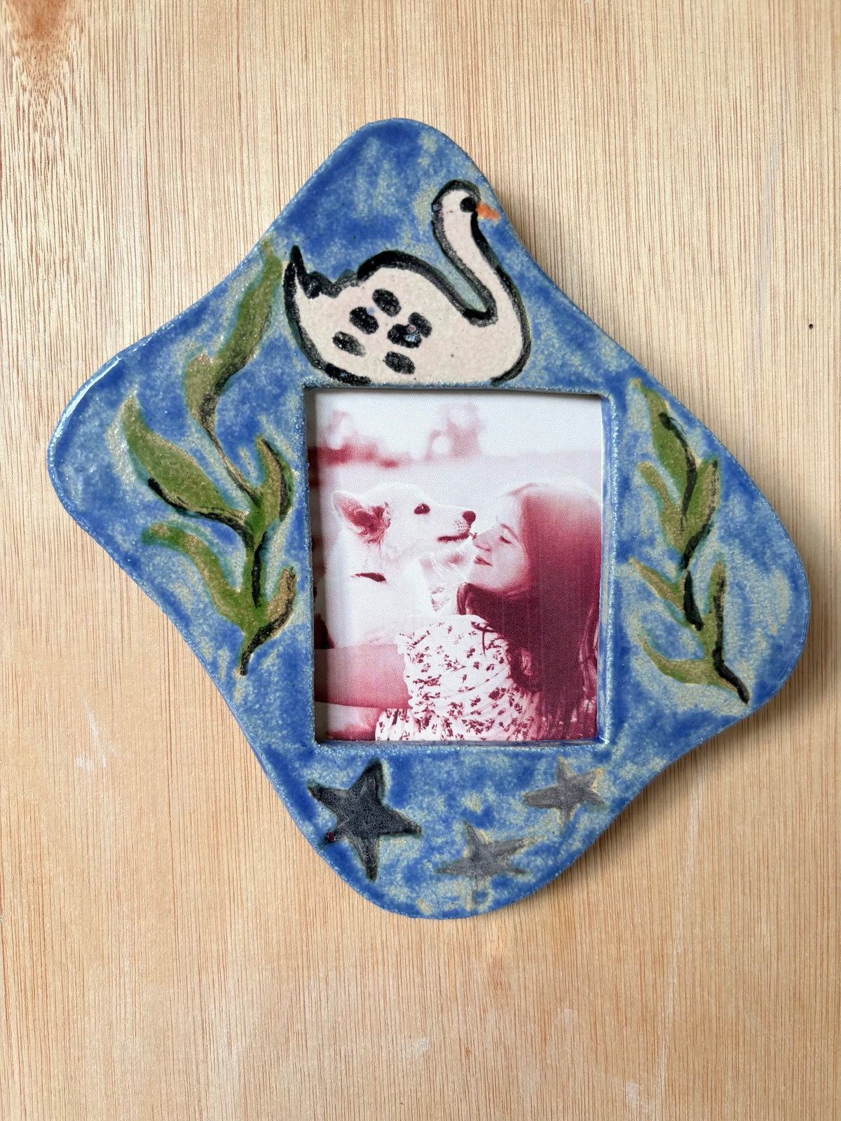 Ceramic Picture Frames: Unique Handmade Leopard, Flower, & Swan Designs
