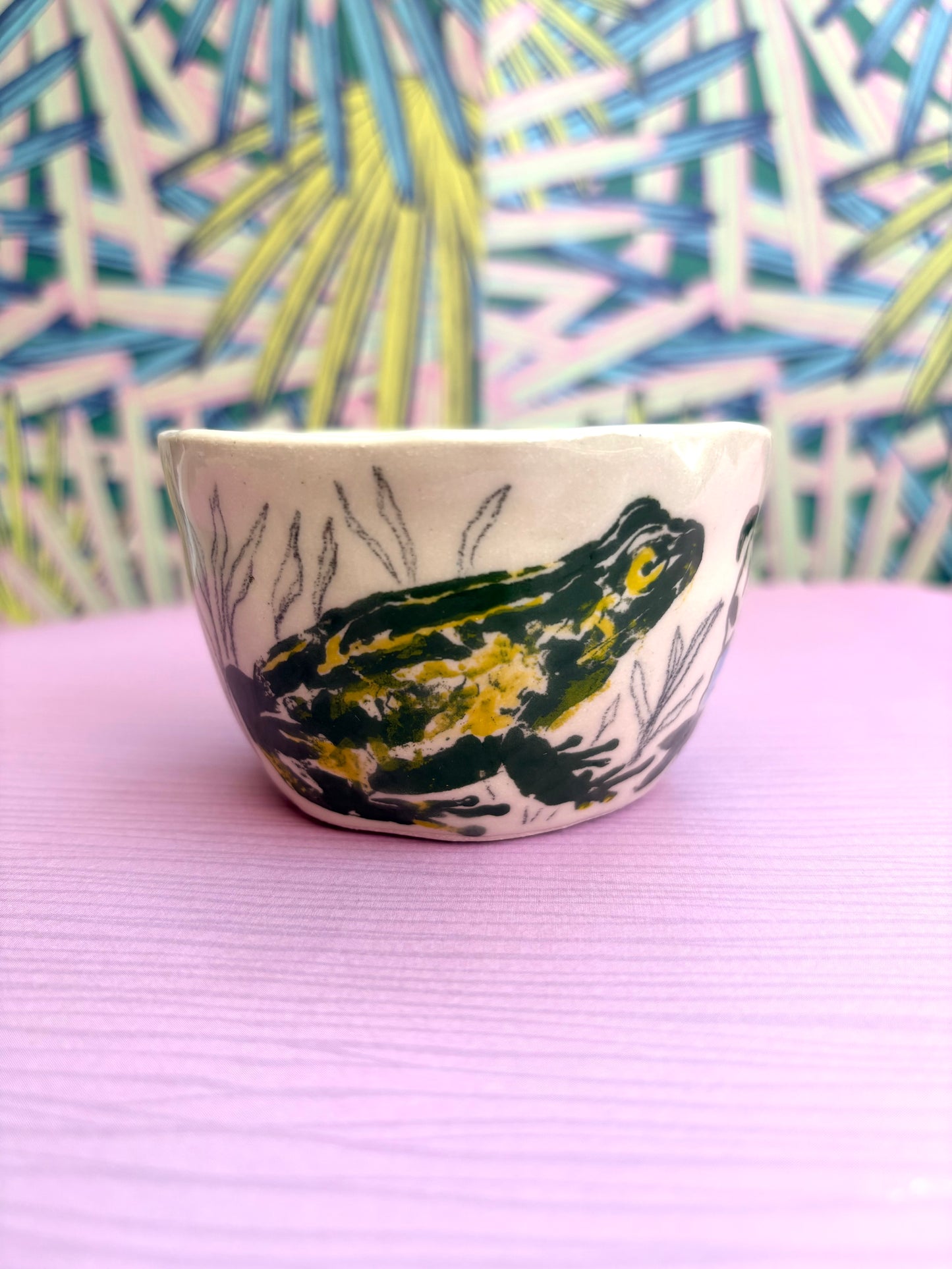 Handmade Stoneware Espresso or cappuccino sheep and frog mugs