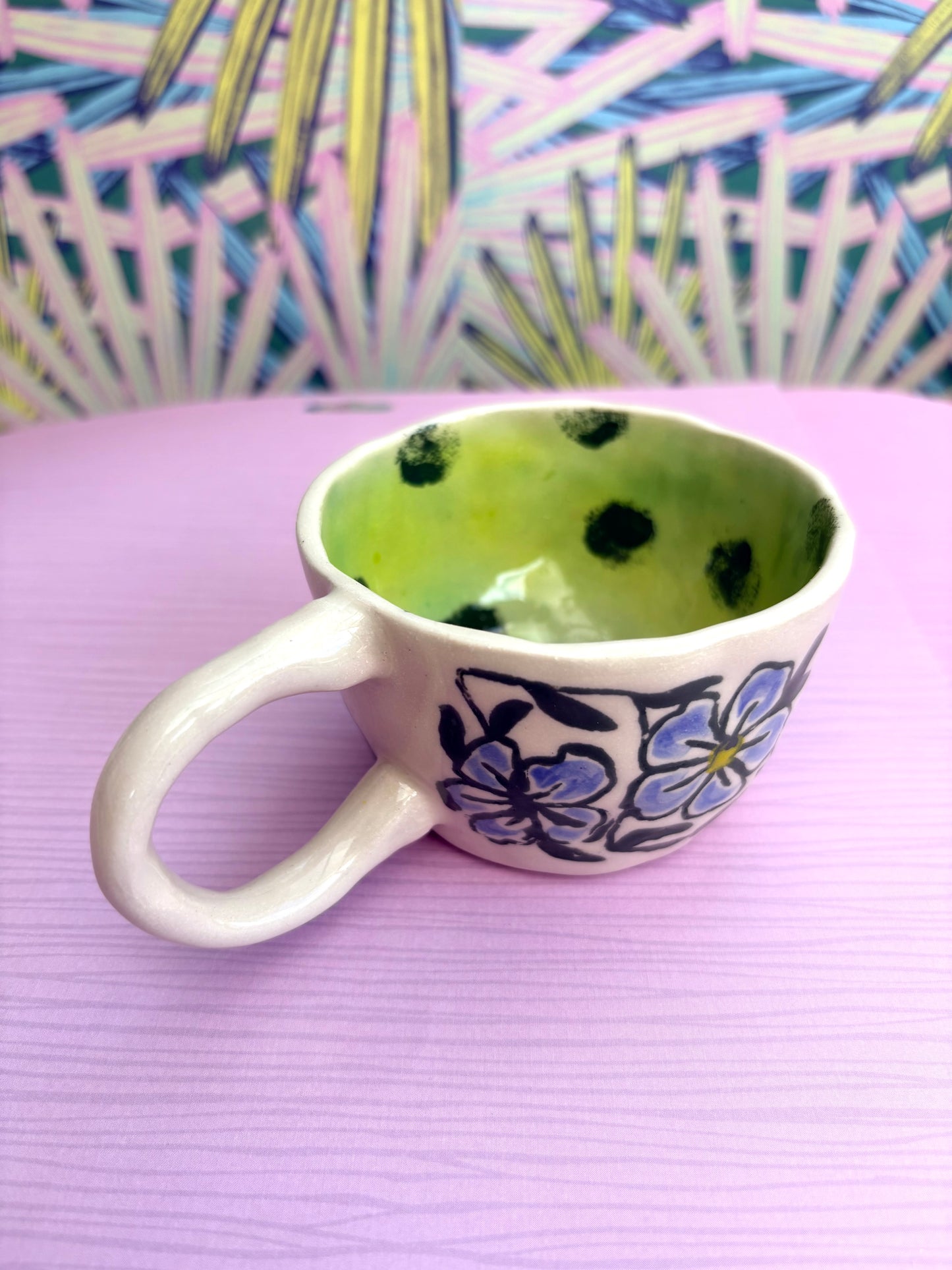 Handmade Stoneware Espresso or cappuccino sheep and frog mugs
