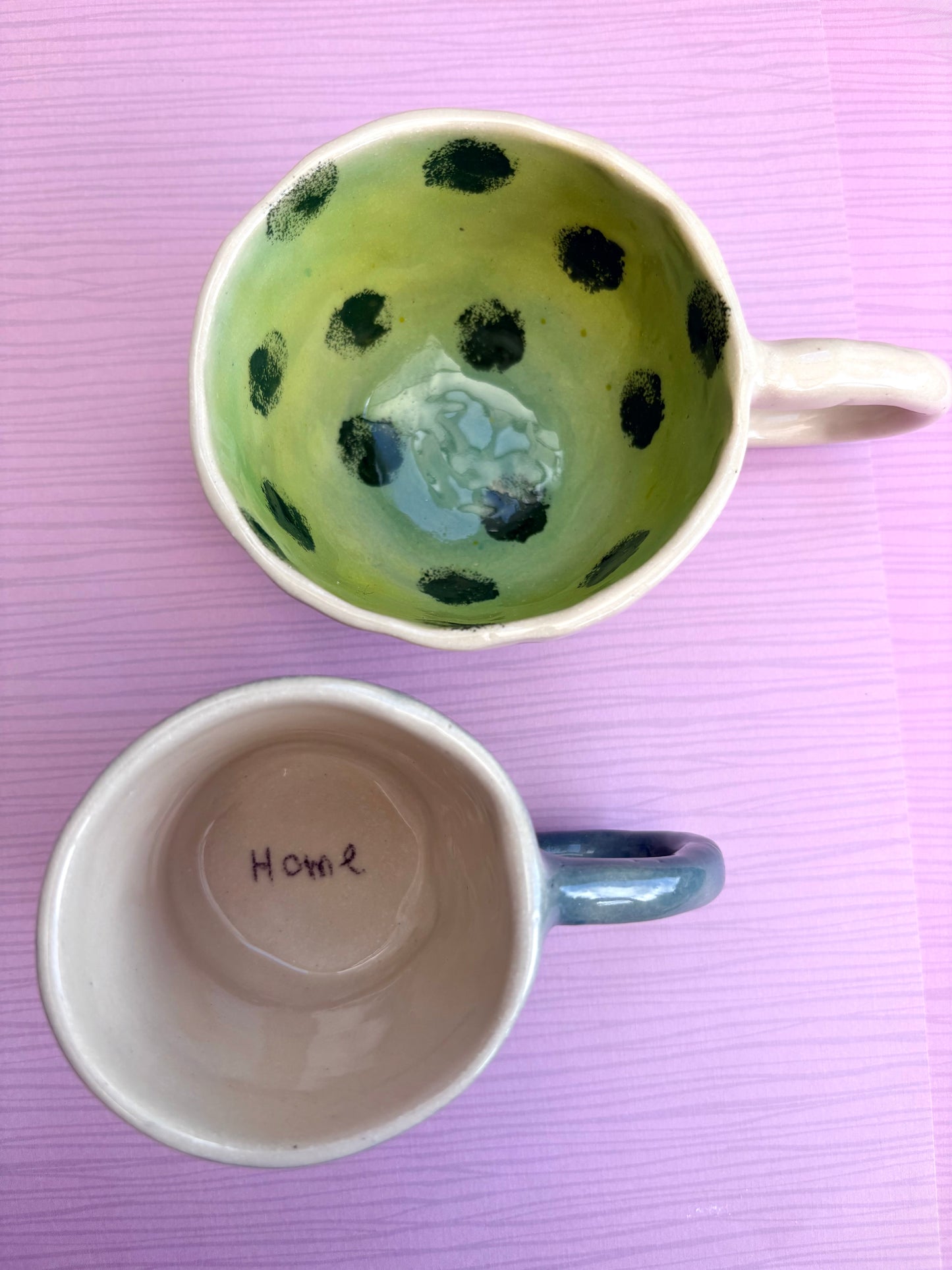 Handmade Stoneware Espresso or cappuccino sheep and frog mugs