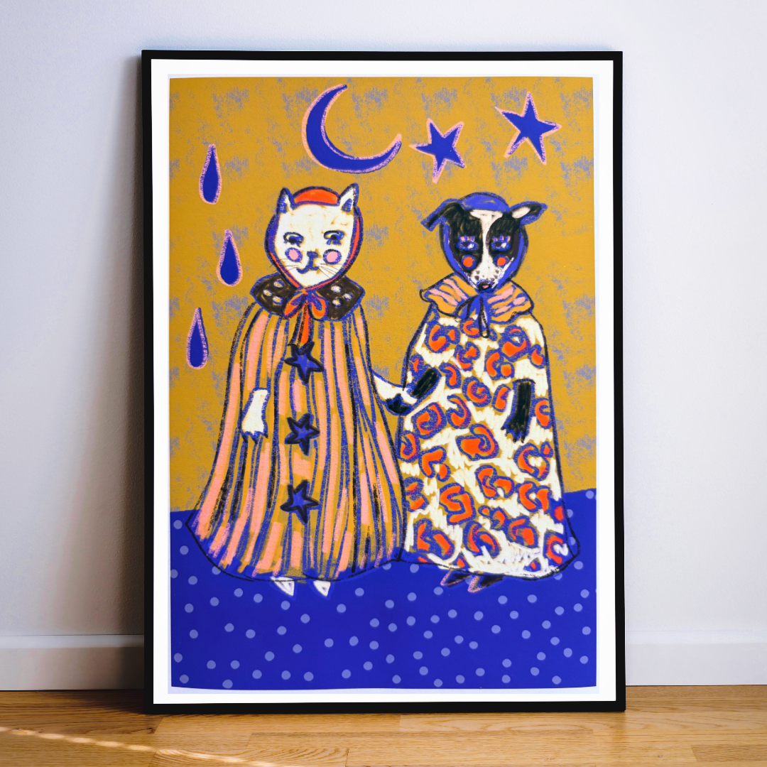 Moonlight Besties Dog and Cat Wall Art