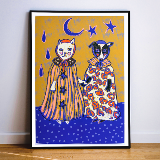 Moonlight Besties Dog and Cat Wall Art