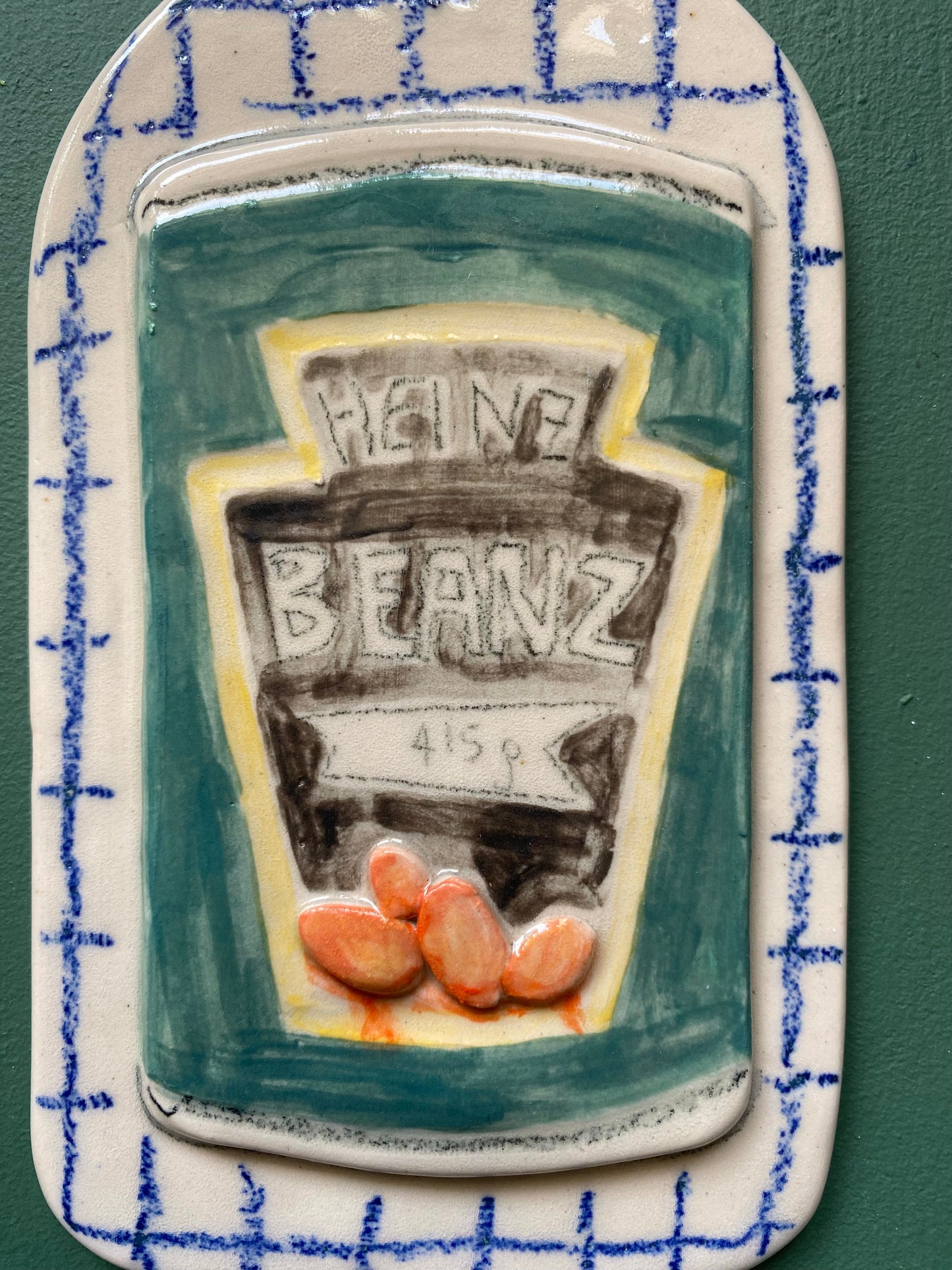 Handmade Heinz Beanz tile wall hanging