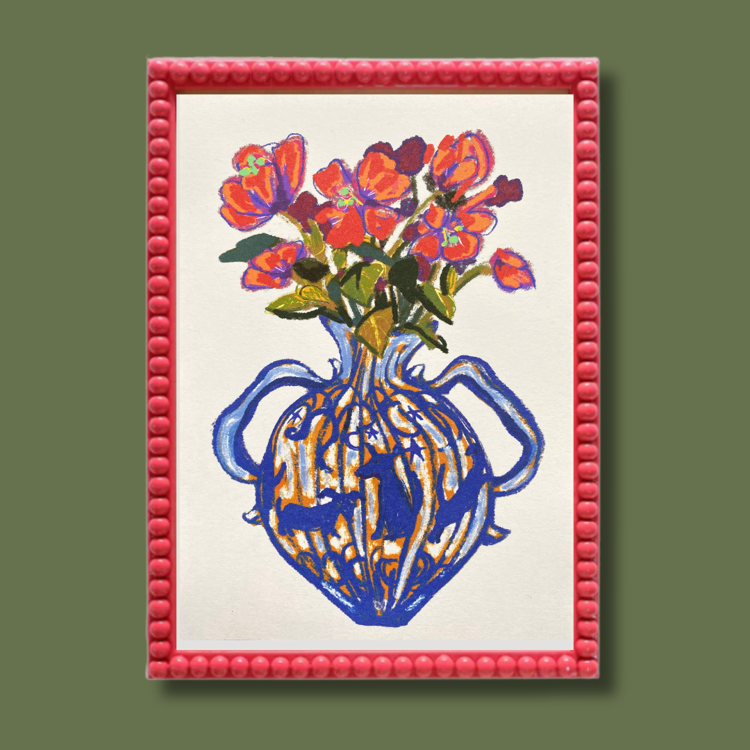 Charming Dog-Themed flower Vase art print: Perfect Room Accent