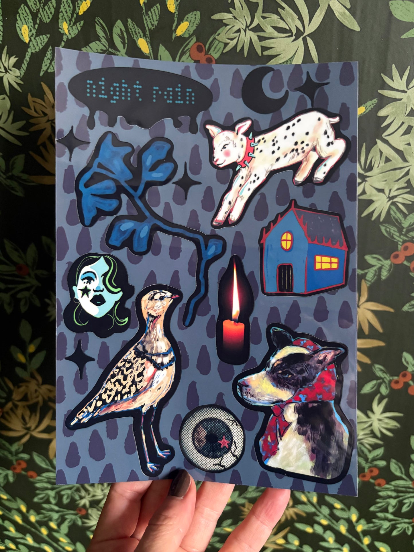Night Rain whimsigoth sticker sheet A5