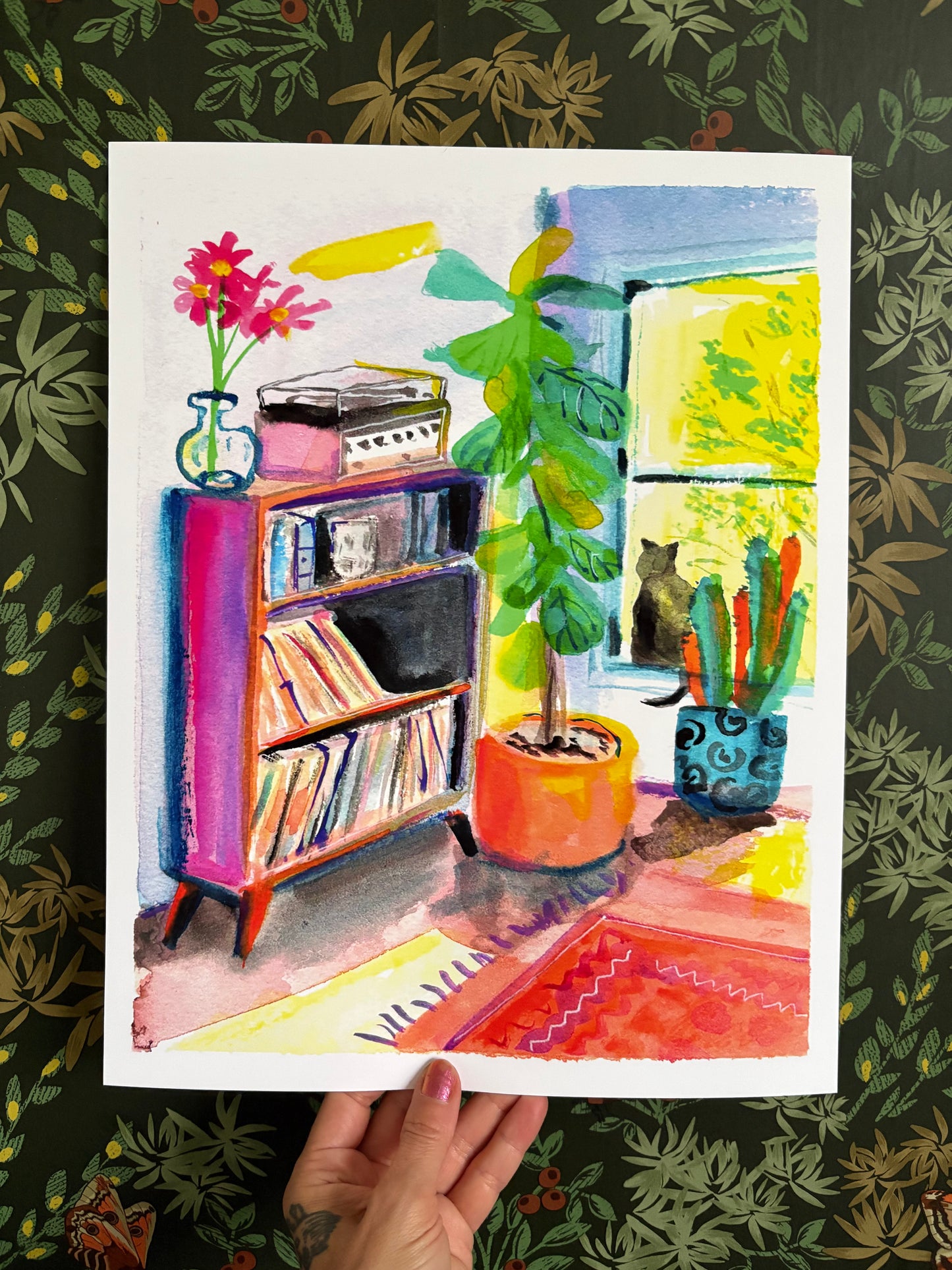 Cozy Morning Vibes: Cat Watercolor Art Print - Sunlit Day at home