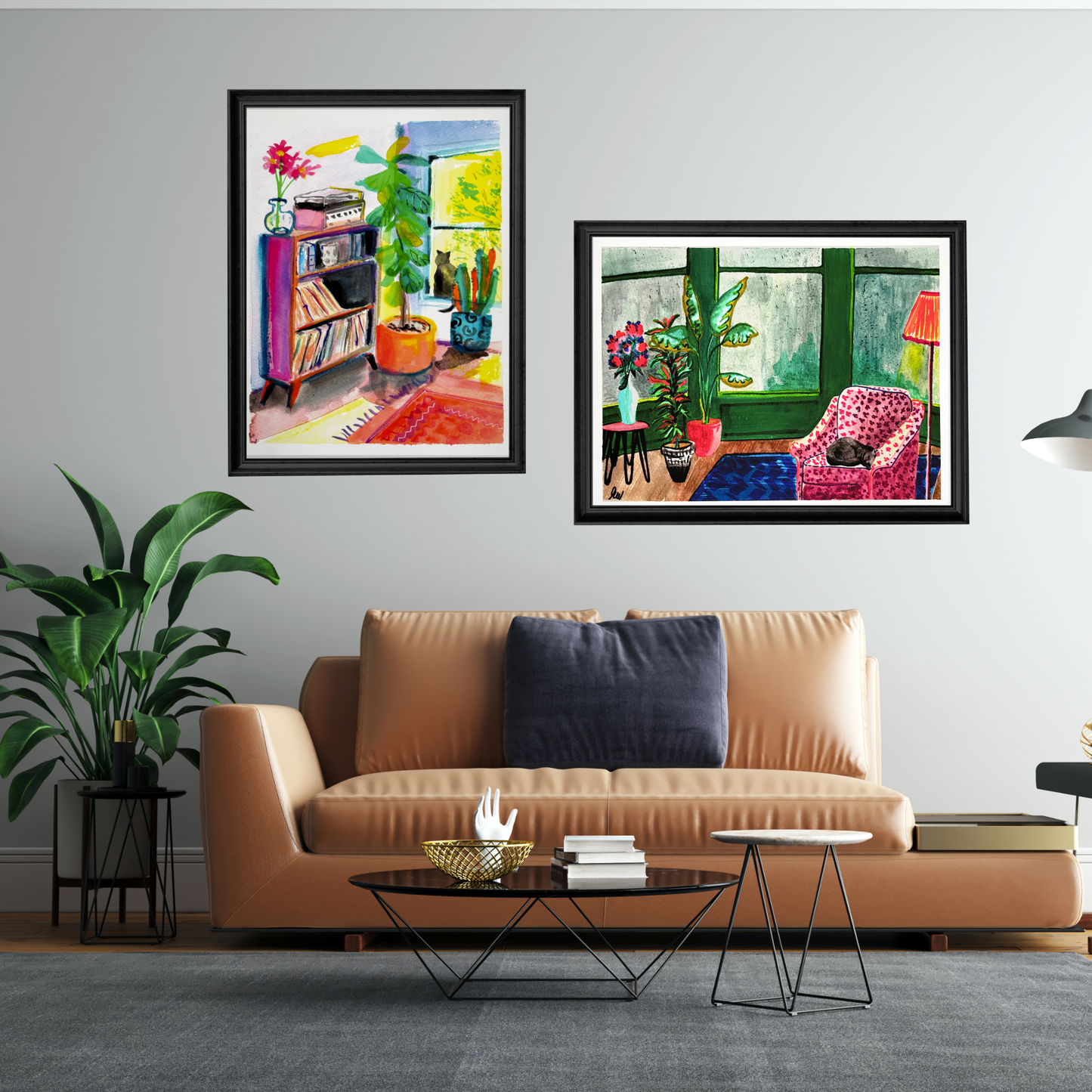 Cozy Morning Vibes: Cat Watercolor Art Print - Sunlit Day at home